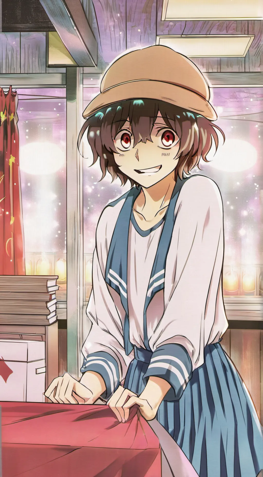 ai character: femboy  yuri background