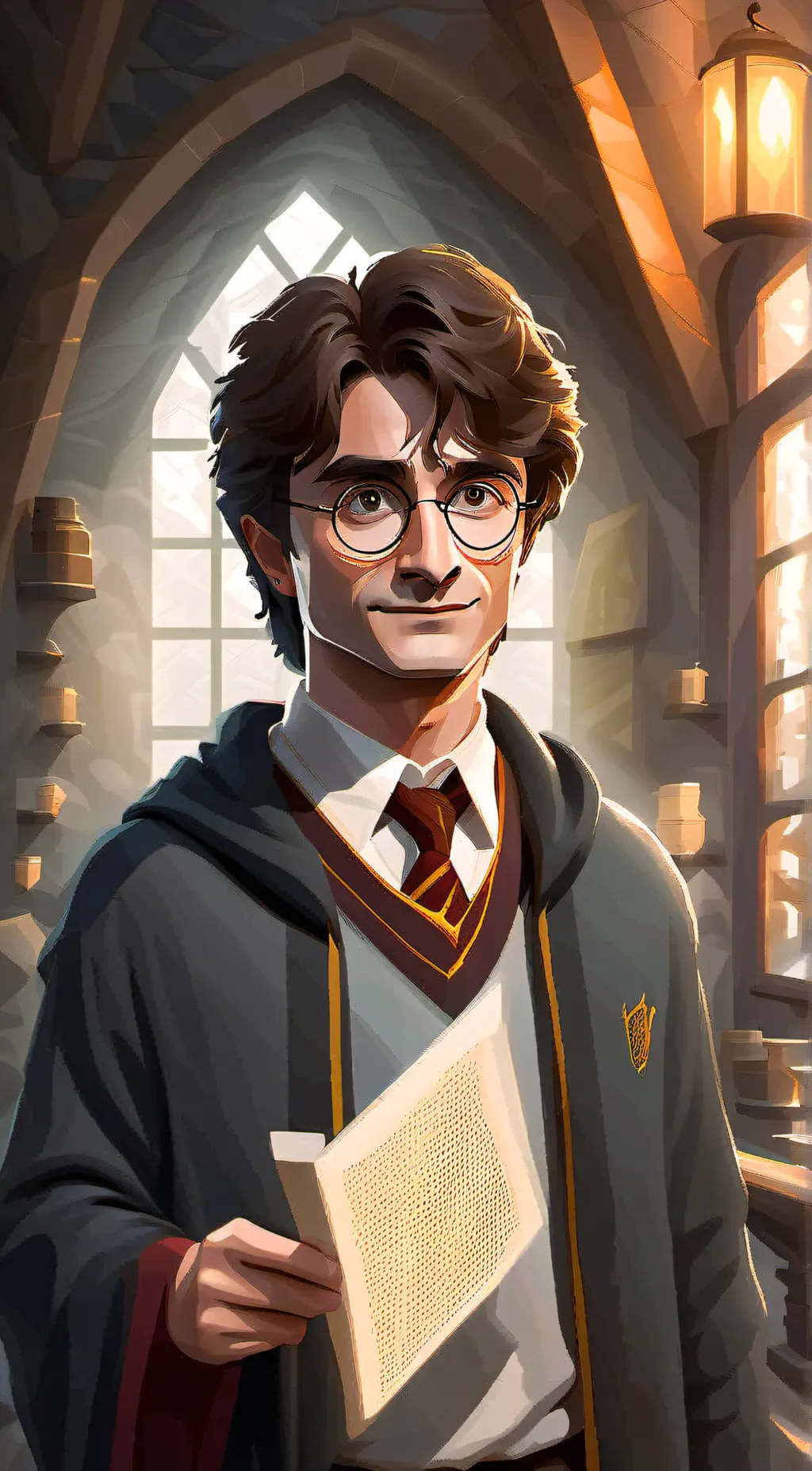 ai character: Harry Potter  background