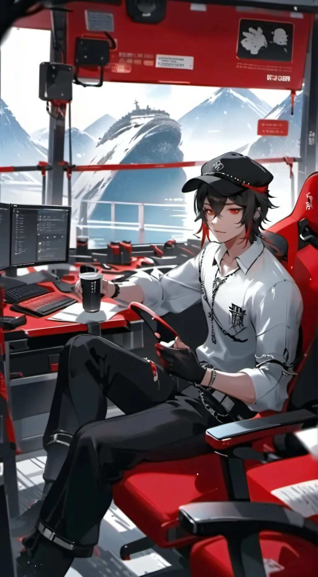 ai character: Vic🎧💻🎮 background