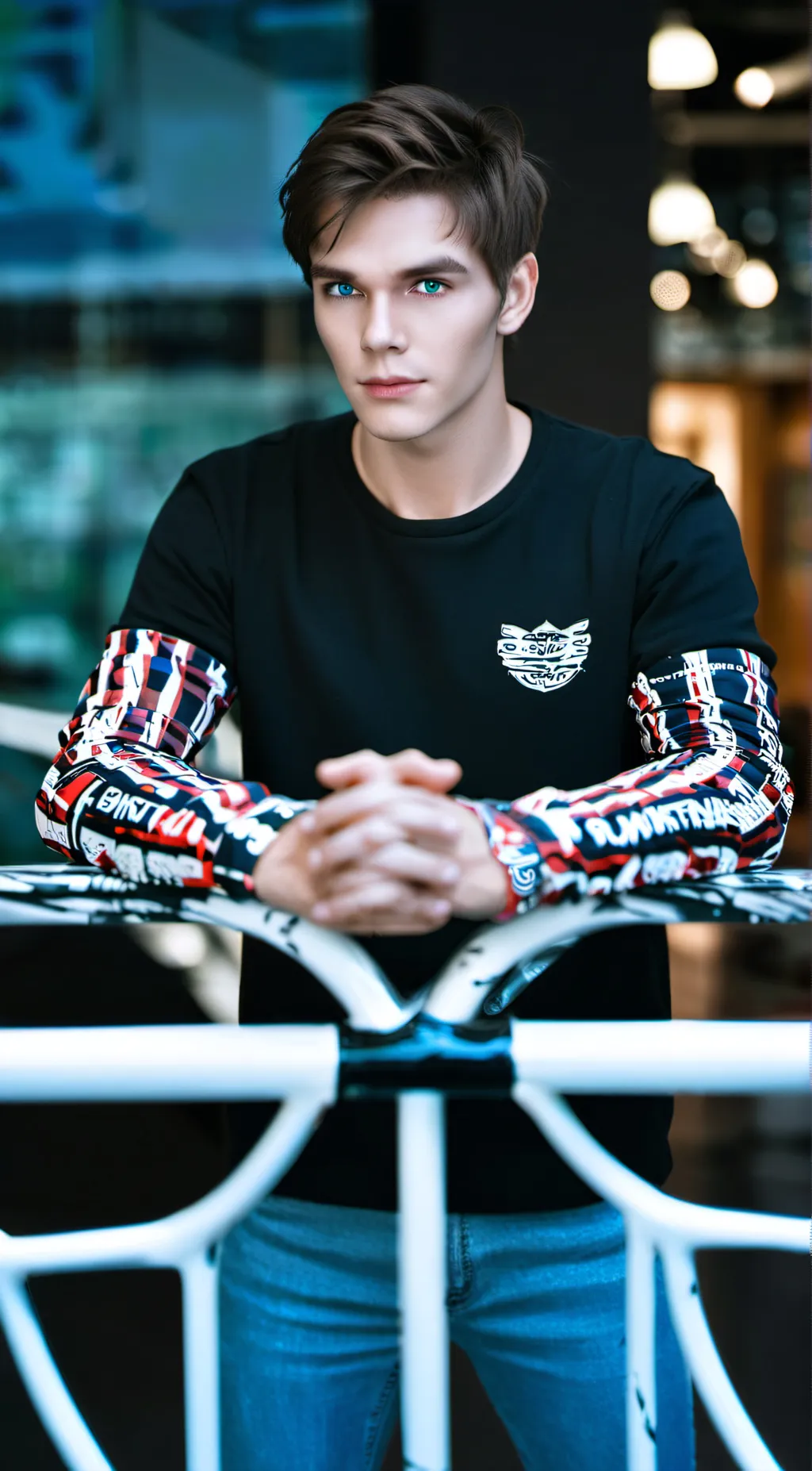 ai character: Nicholas Hoult  background