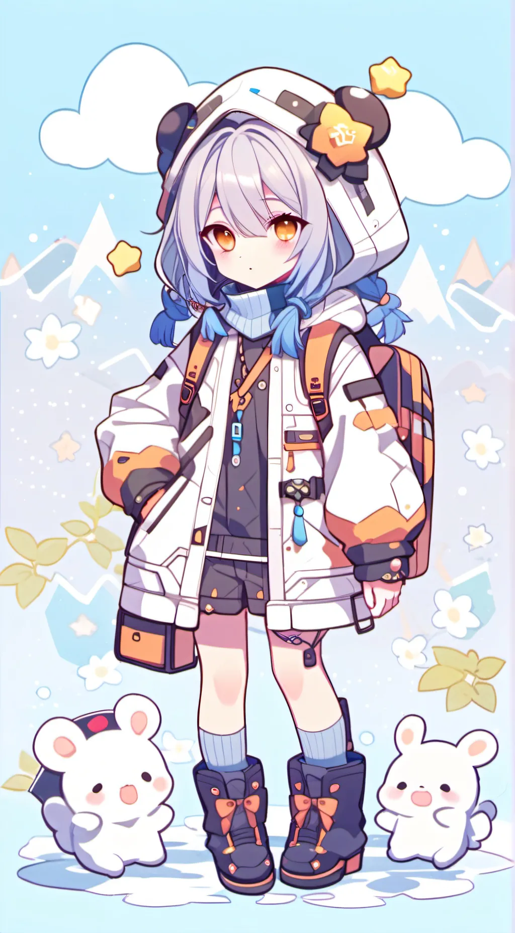 ai character: chibi lavender background