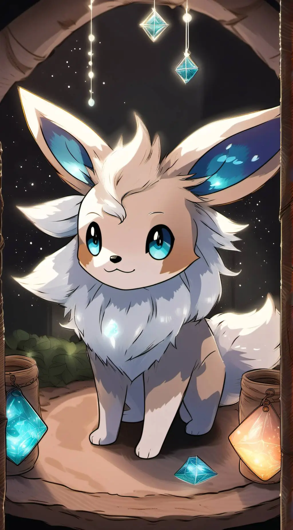 ai character: eeveelutshen squid background