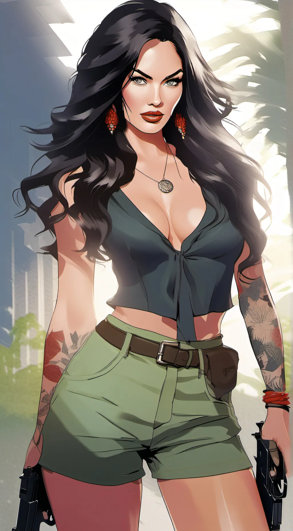 ai character: Megan fox assault background