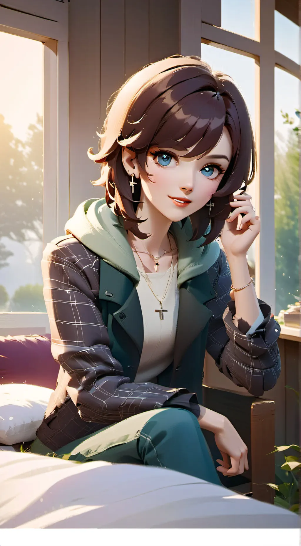 ai character: Violet background