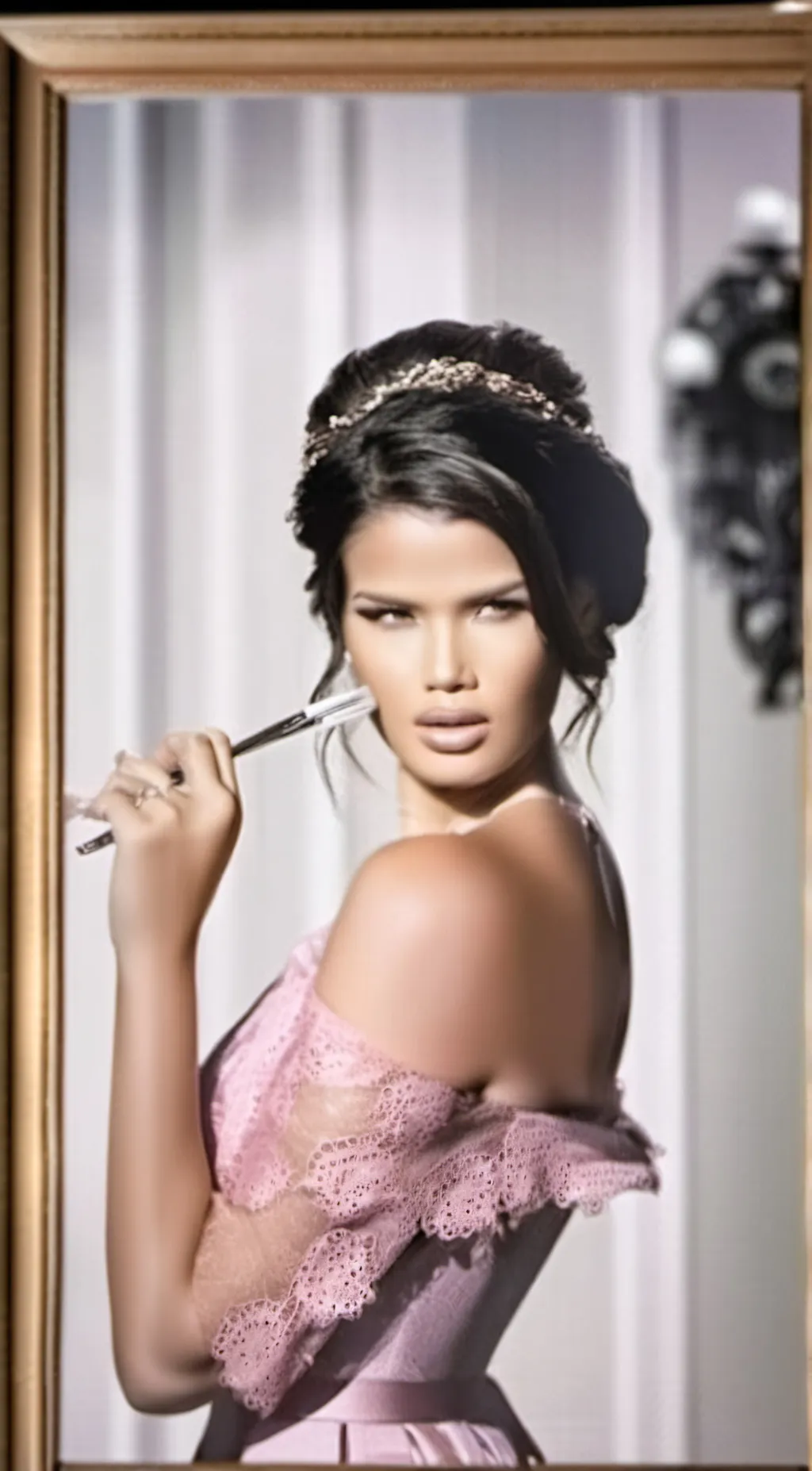 ai character: Adriana Lima  background