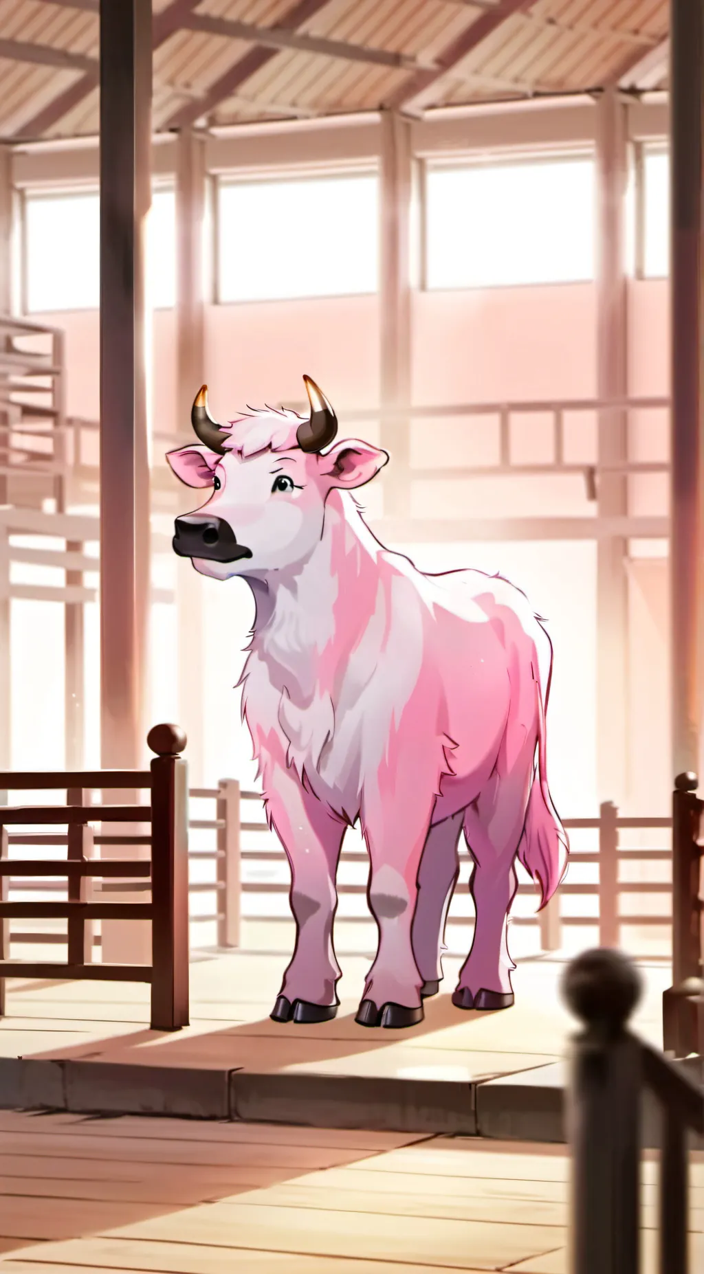 ai character: The pink cow background