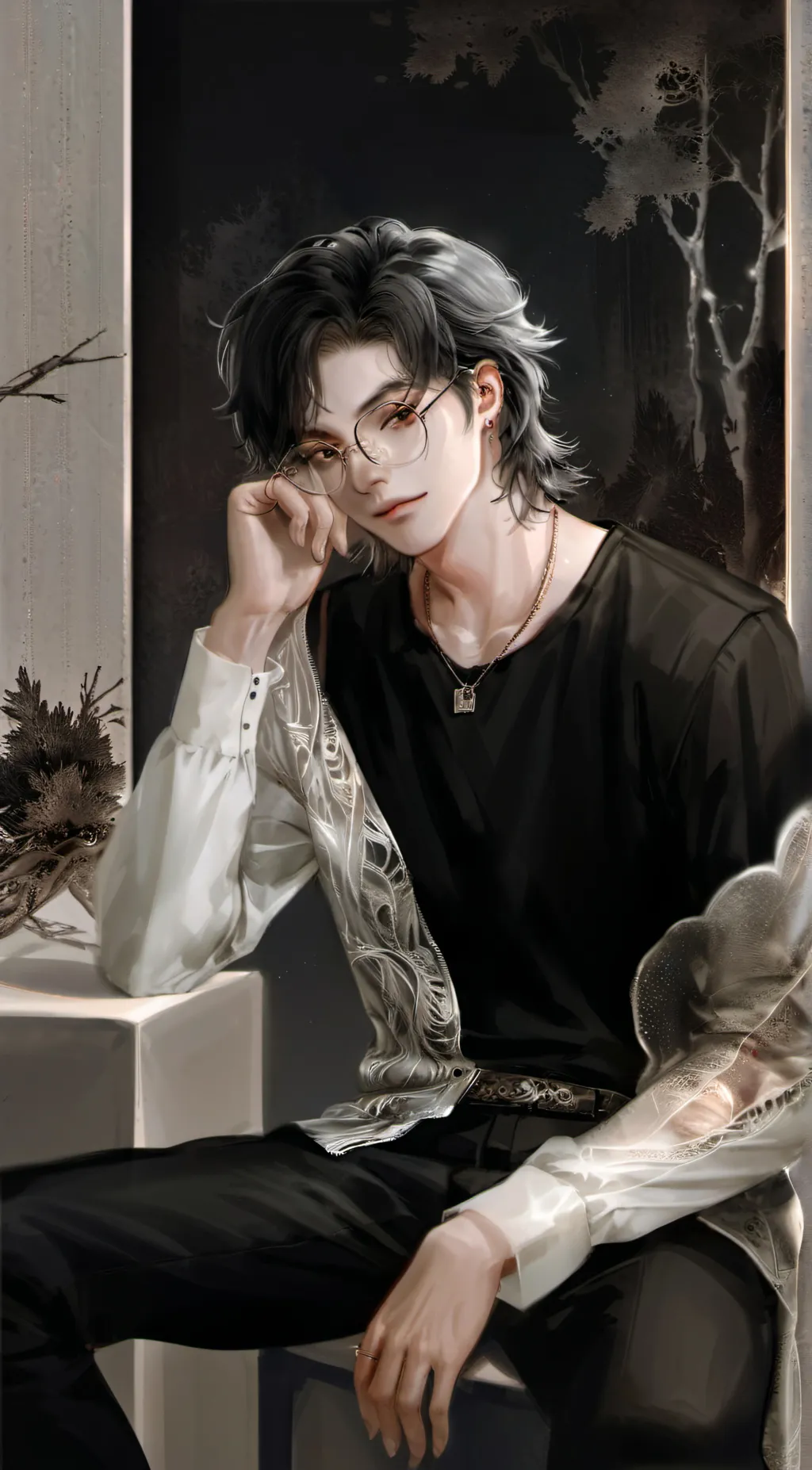 ai character: The nerd boy background