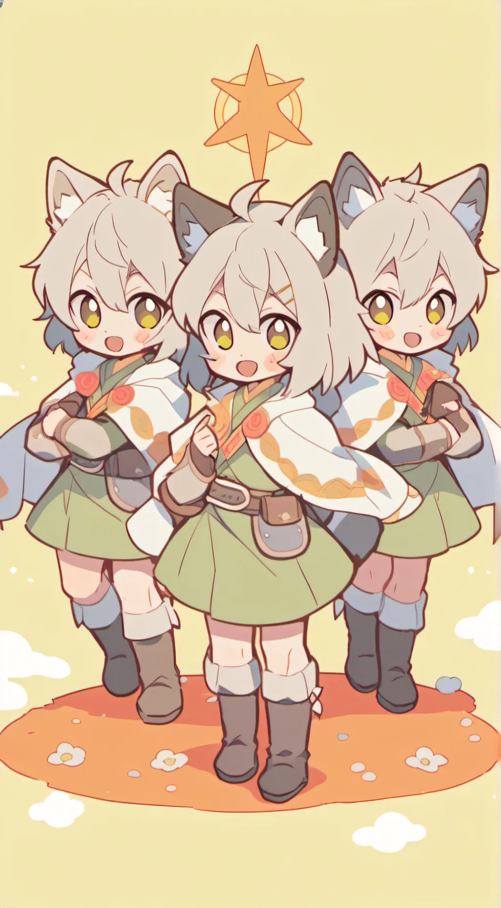 ai character: wolf girl sisters background