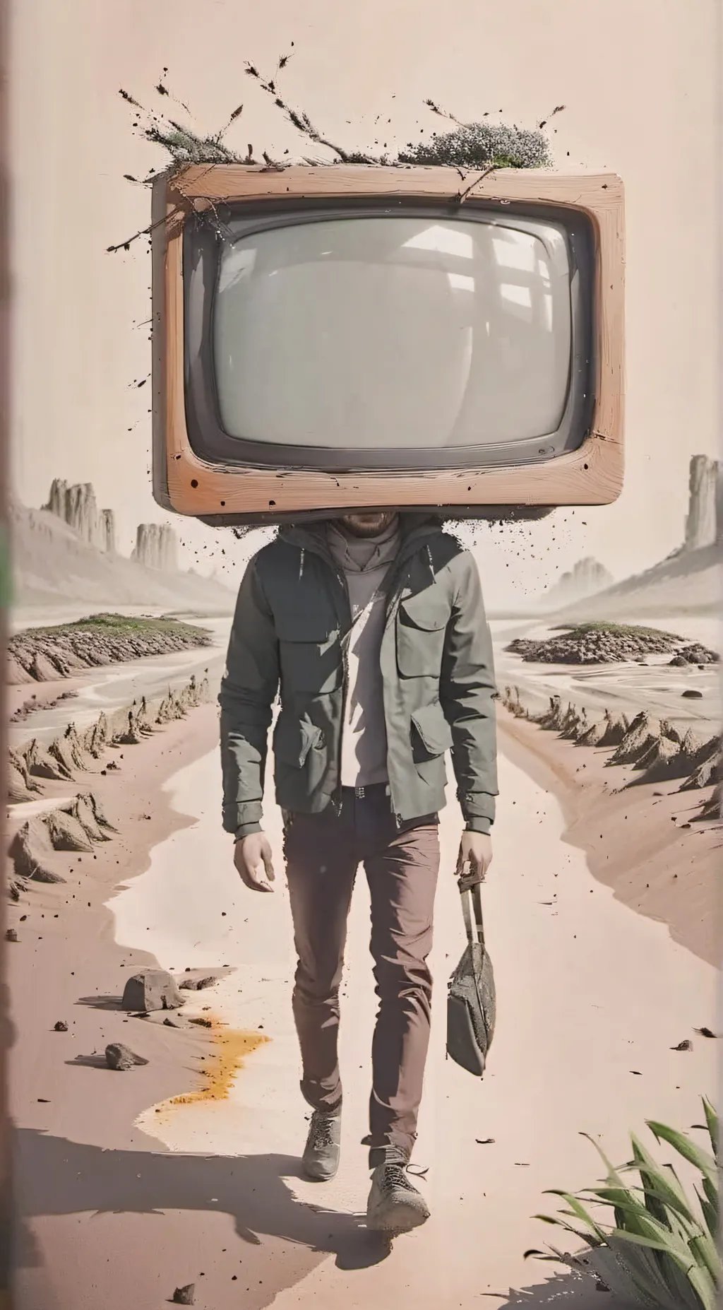 ai character: tv man background