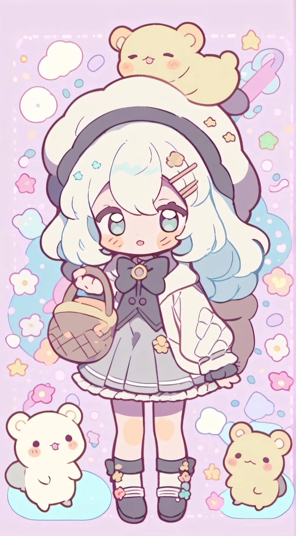 ai character: Cinamonroll pompom background