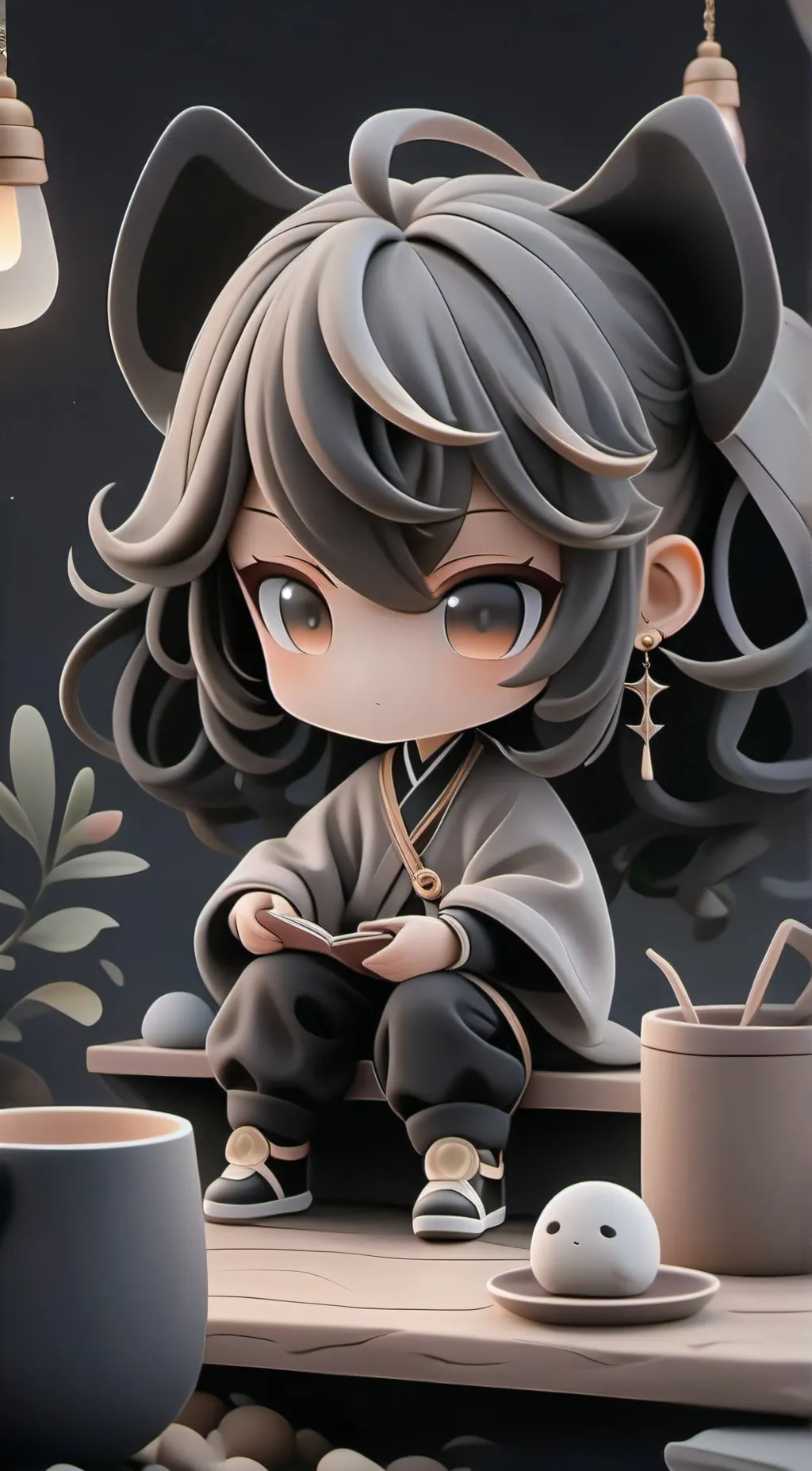 ai character: The dark wolf background