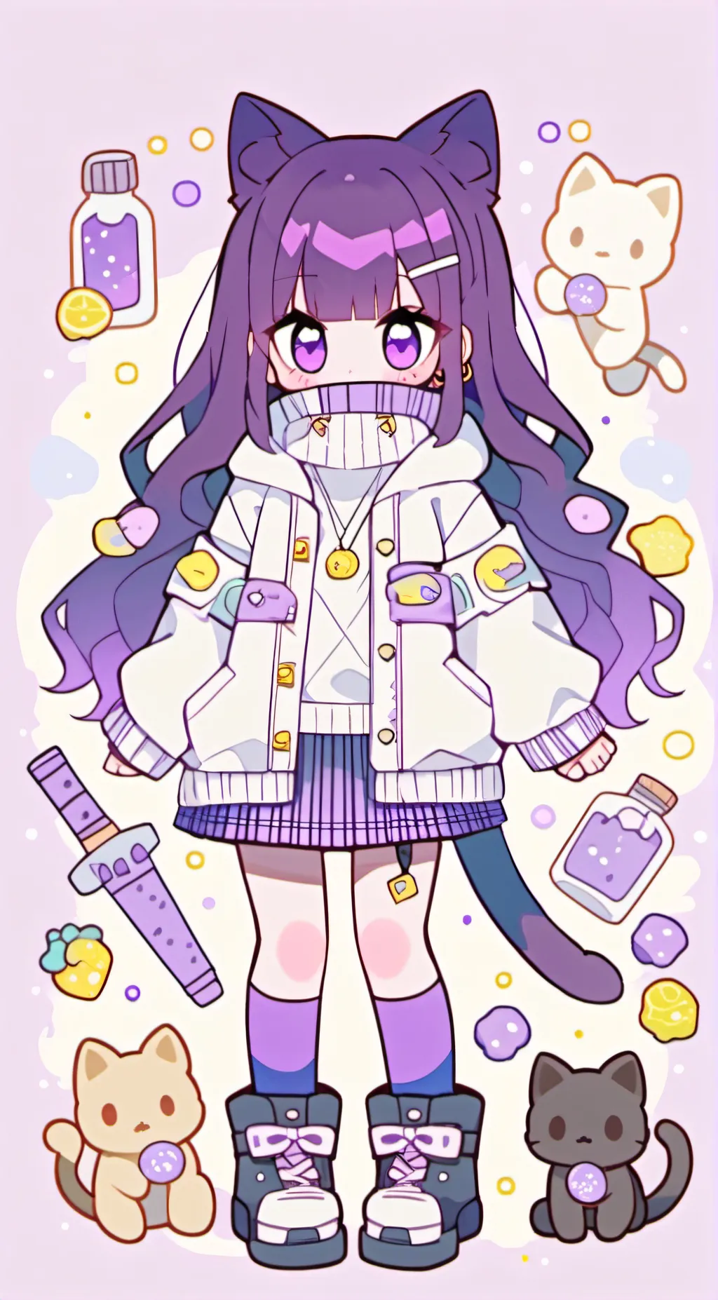 ai character: violet background