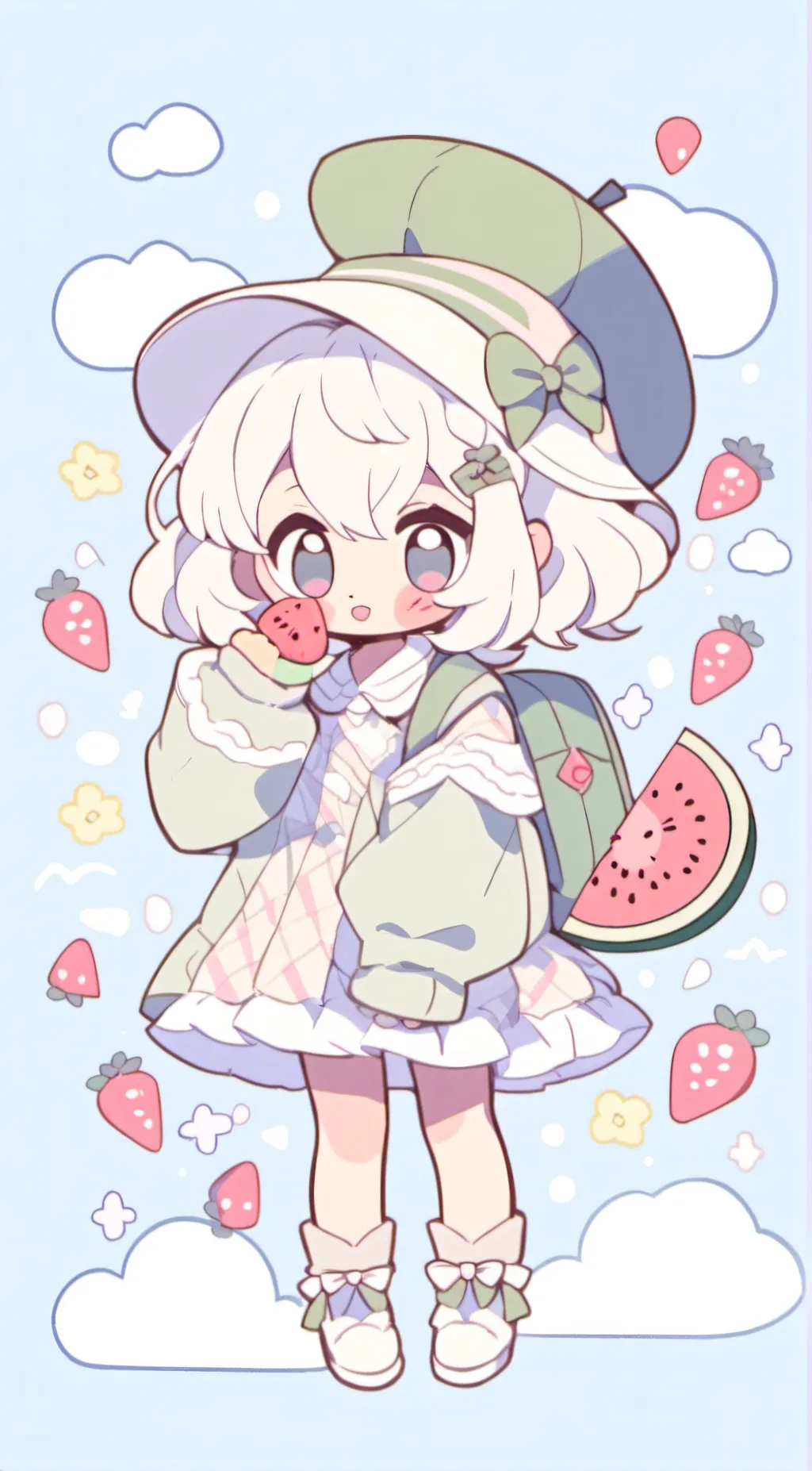 ai character: Silly cat🐱🍉 background