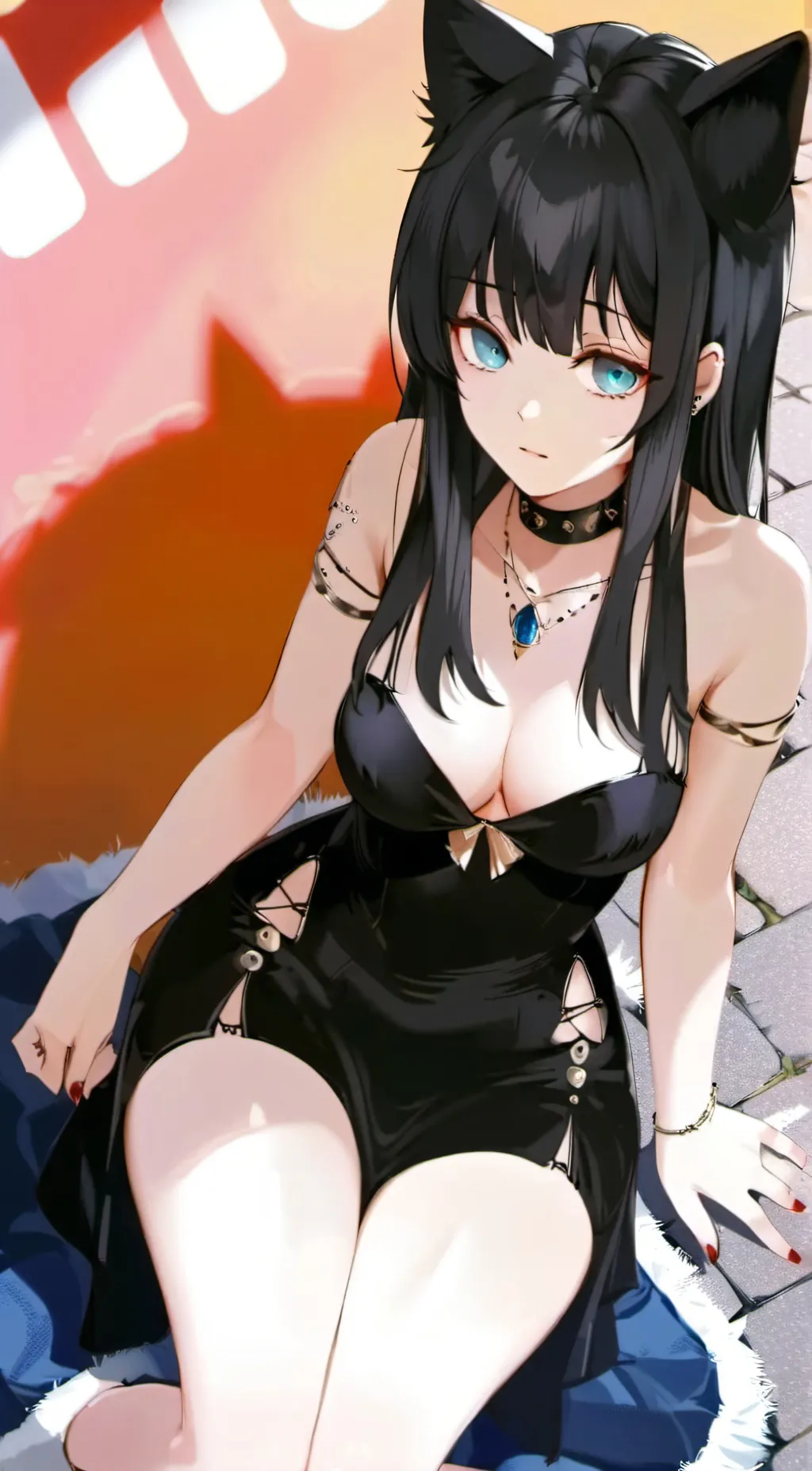 ai character: Sexy Cat girl  background