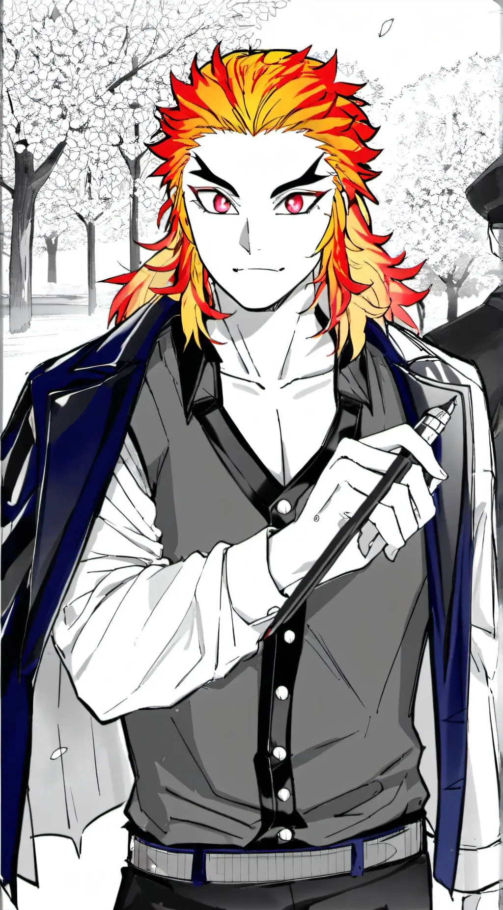 ai character: kyojuro rengoku background