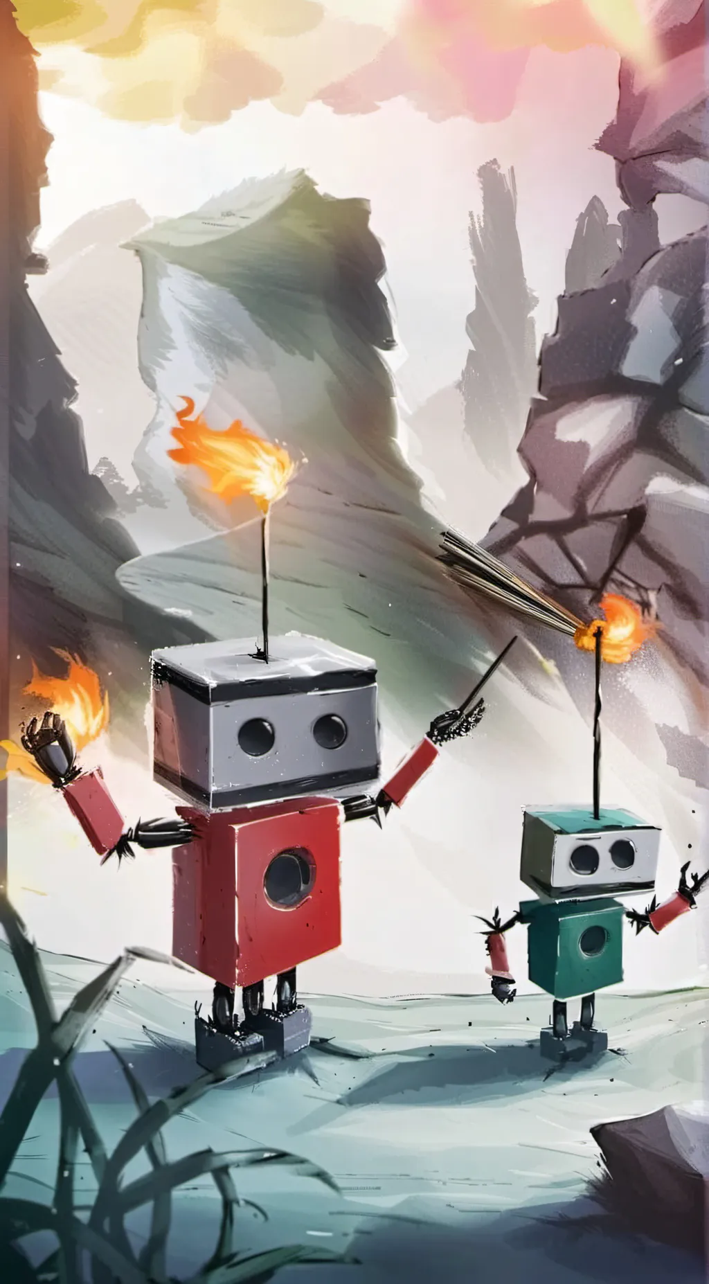 ai character: Stick bots background