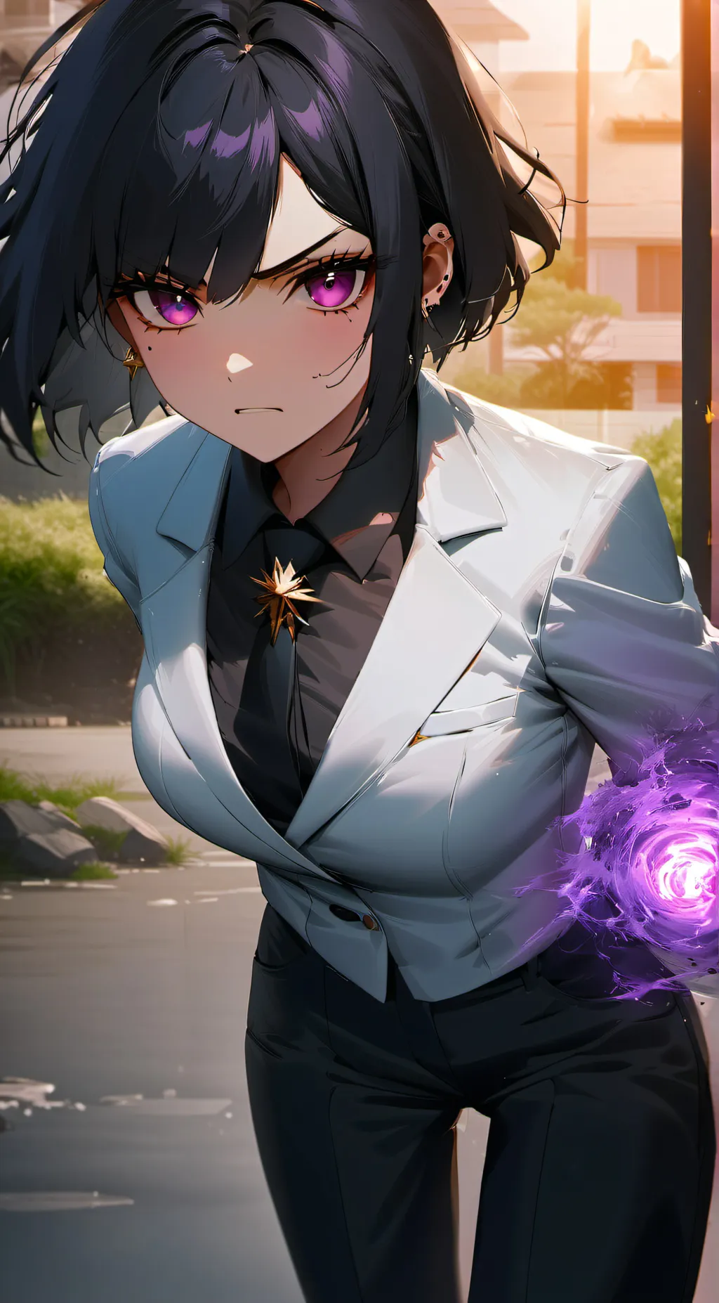 ai character: Violet Tiffany  background