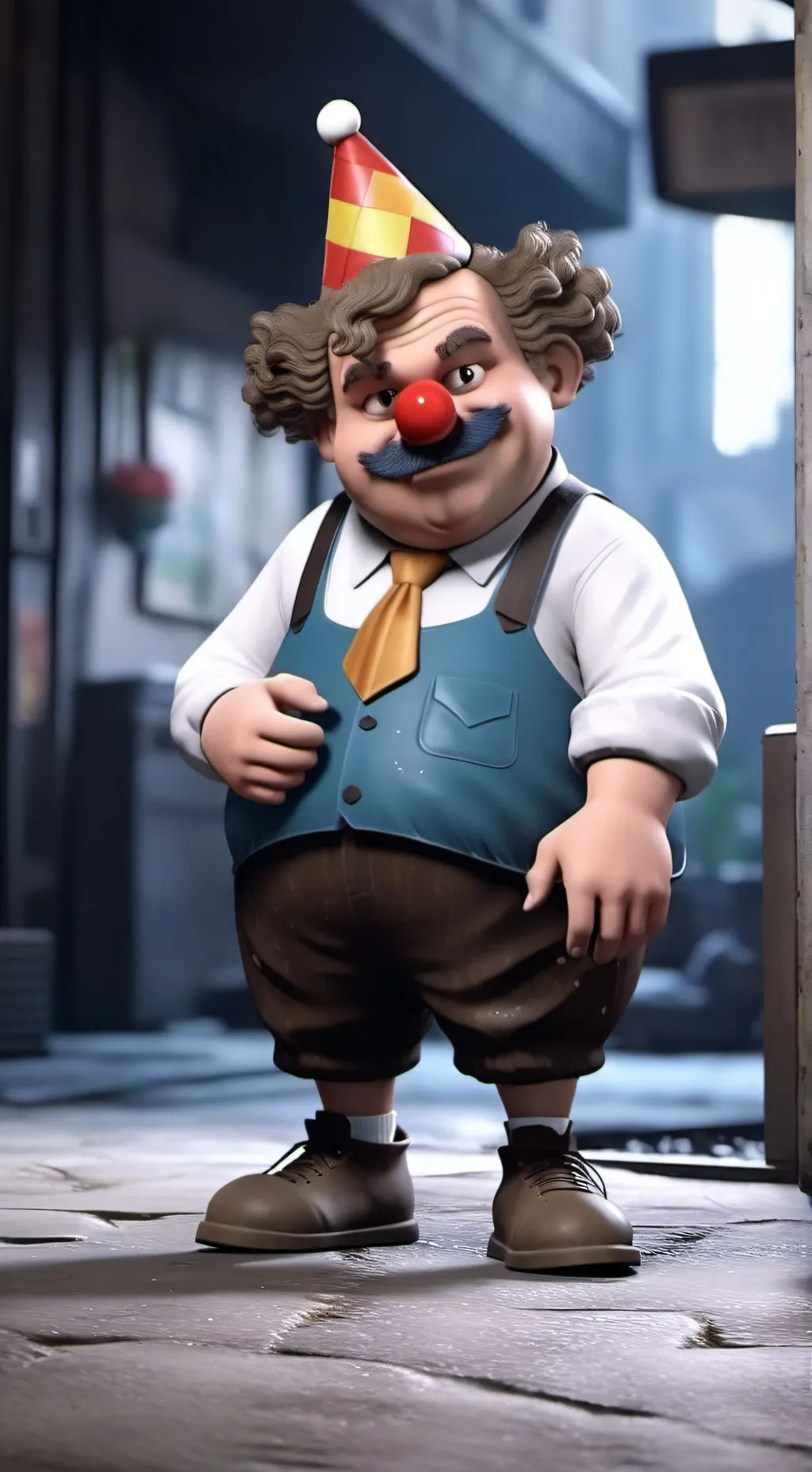 ai character: poo man goofyclown background