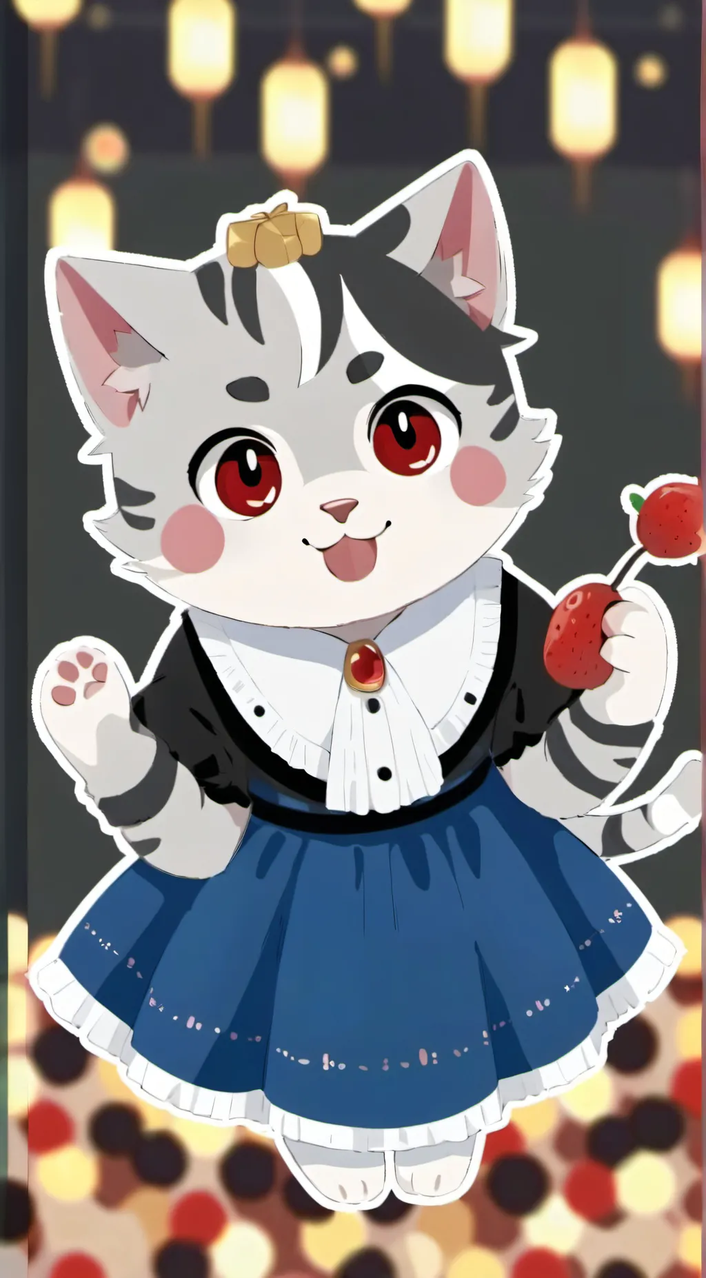 ai character: Cute strabbery cat background