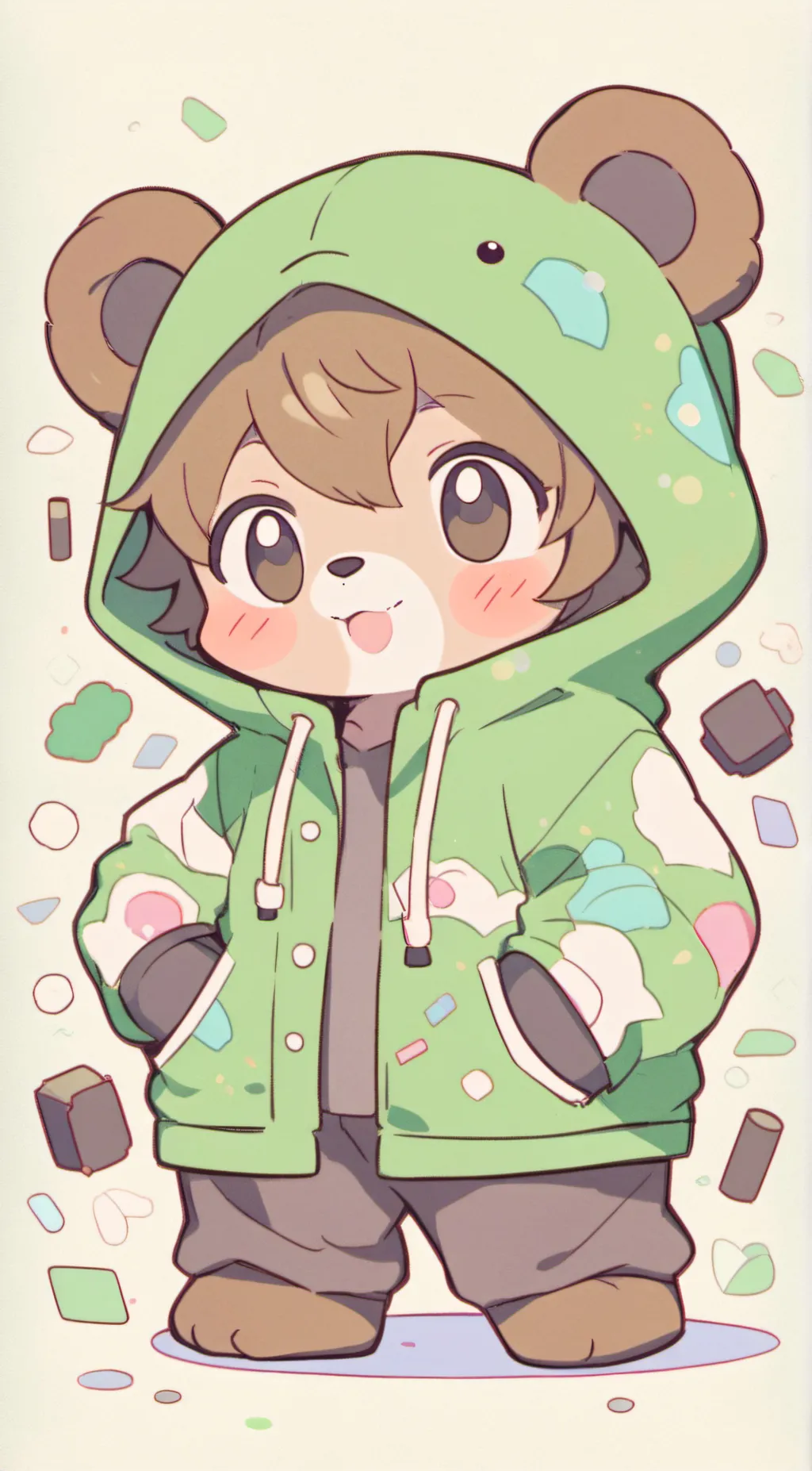 ai character: Blocky brownbear background