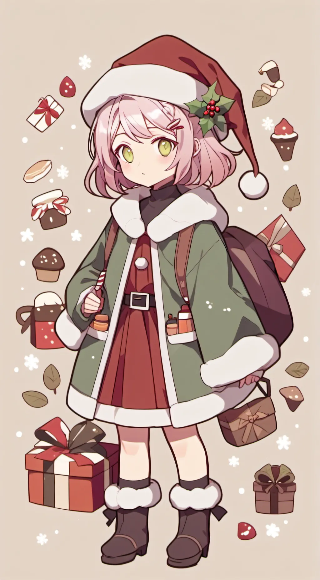 ai character: ddlc Santa background