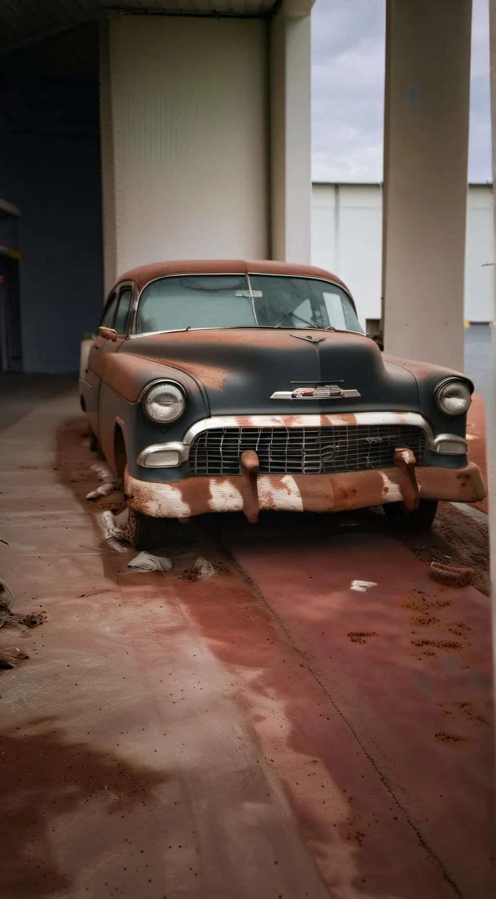 ai character: Old car background