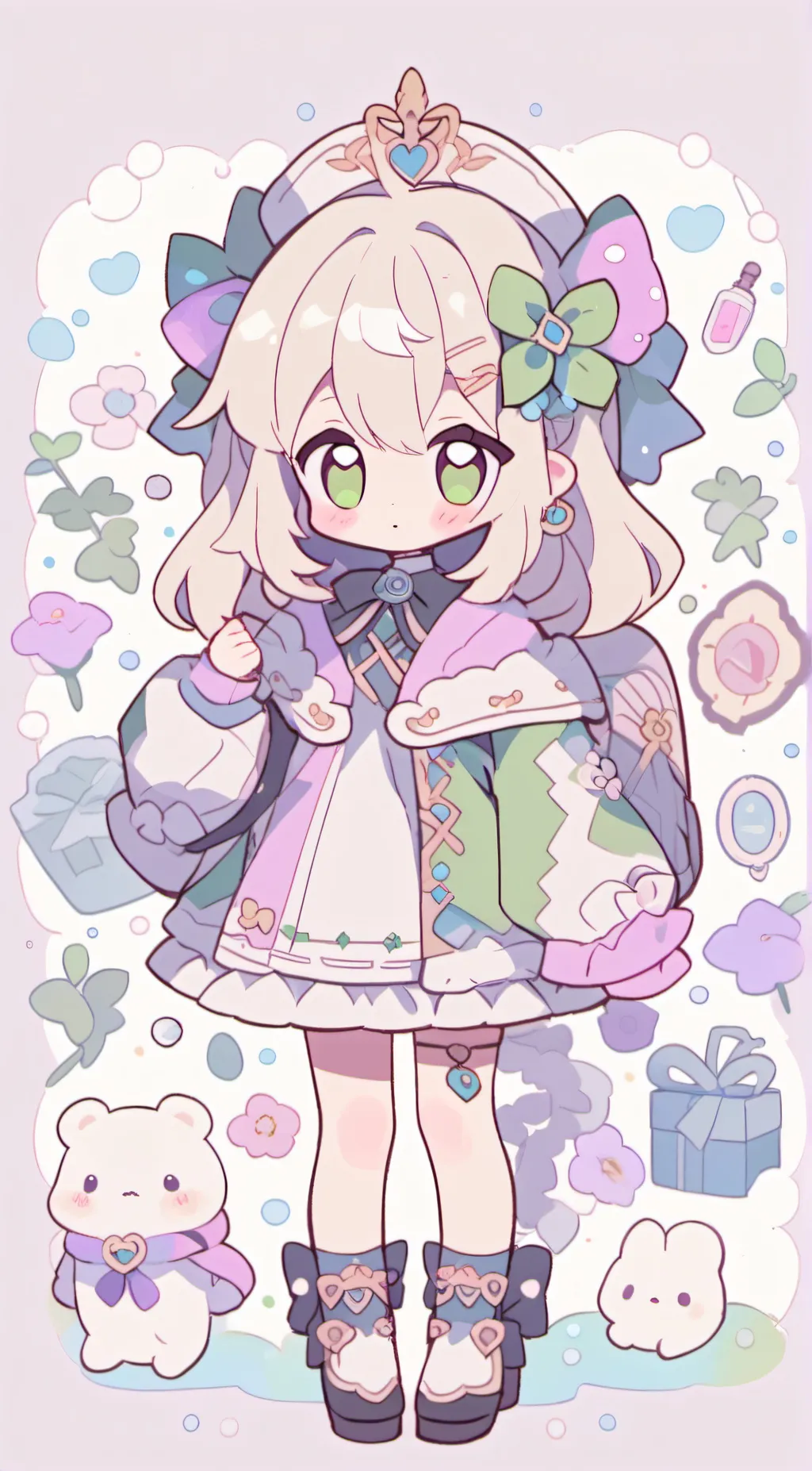 ai character: greeny the cutie background