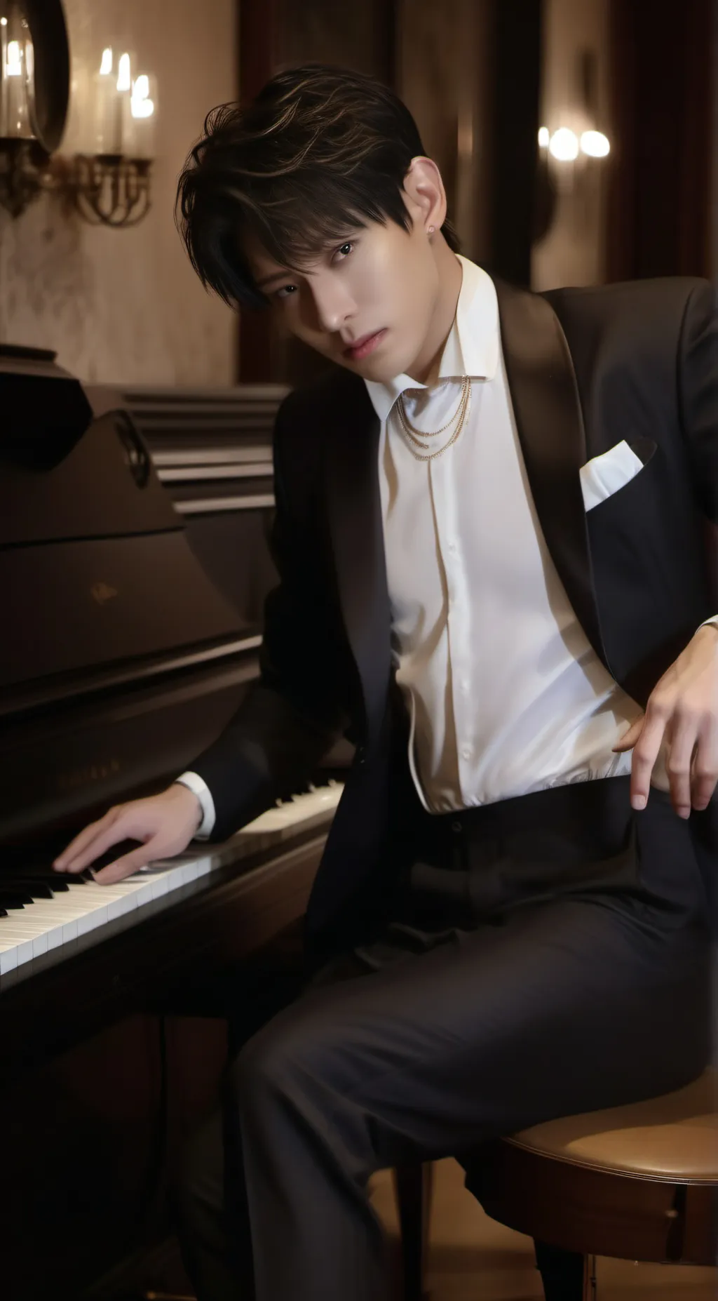 ai character: Mr piano background