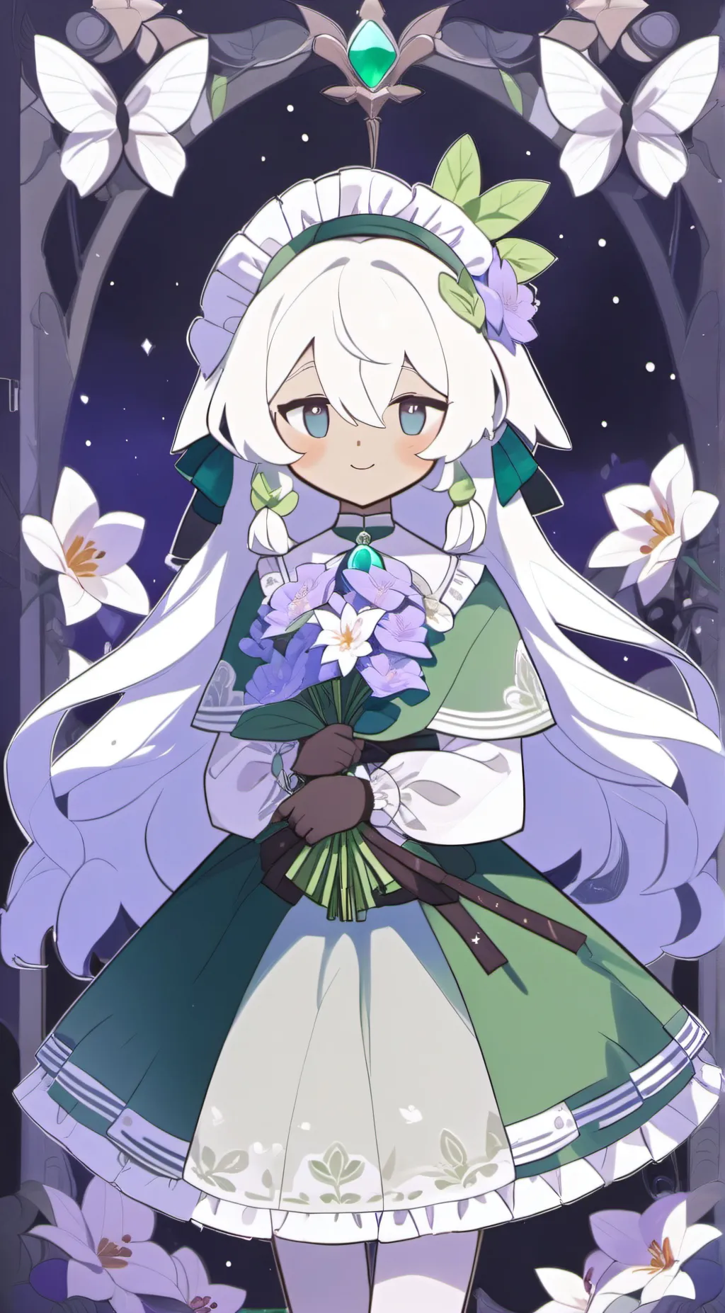 ai character: white lilly background