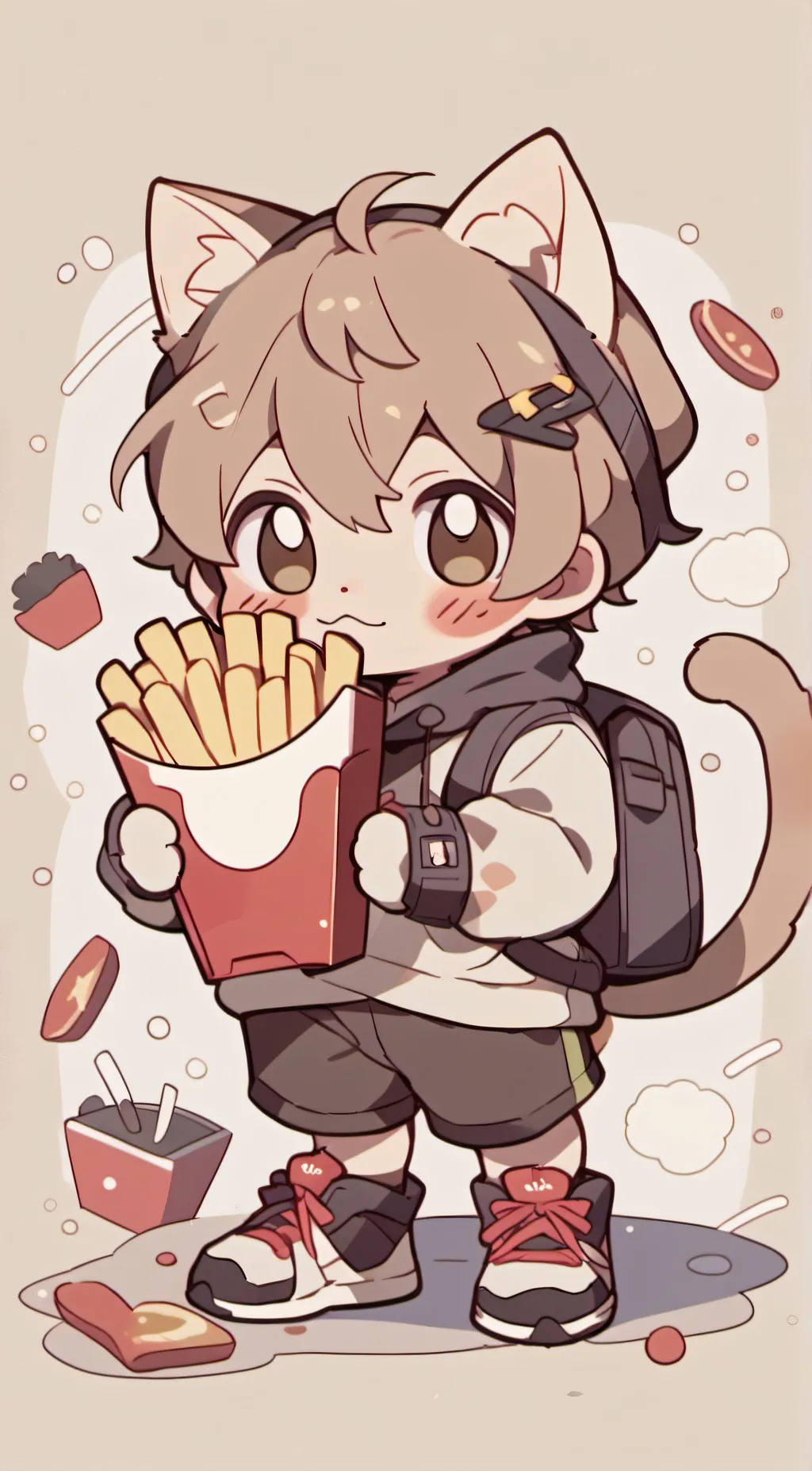 ai character: cat boy  background