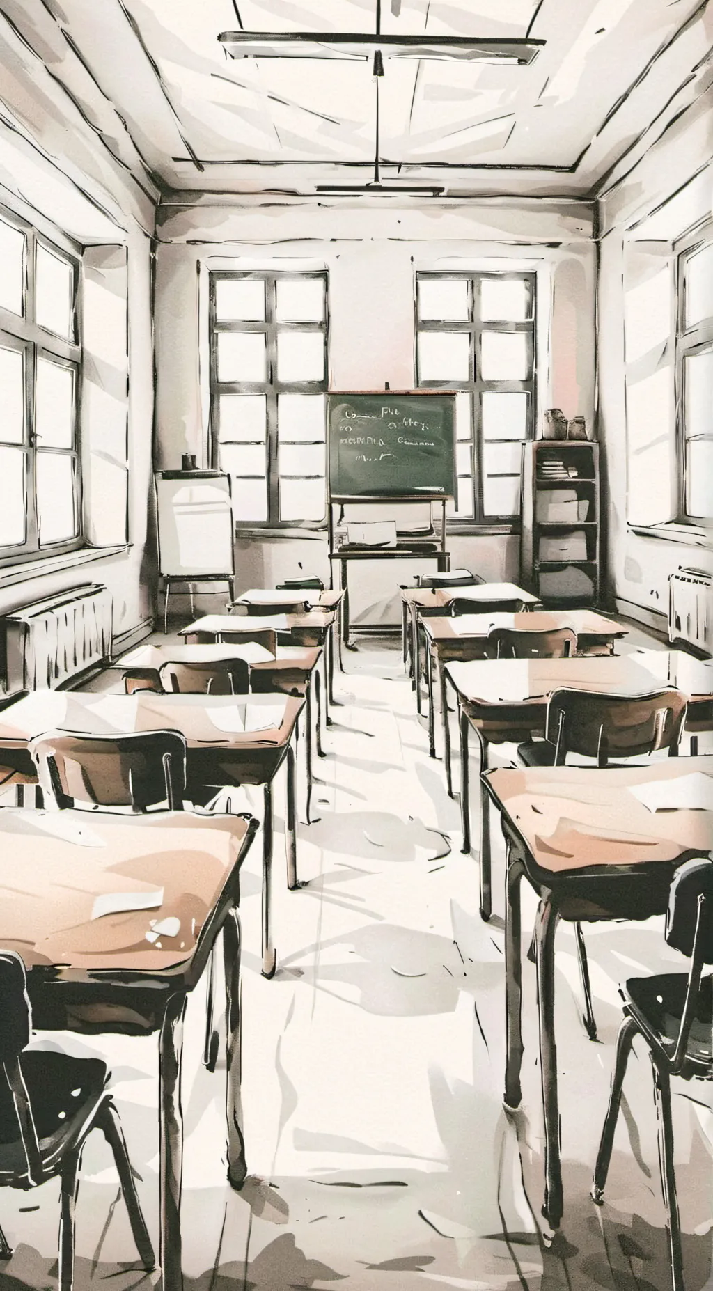 ai character: high school storm background