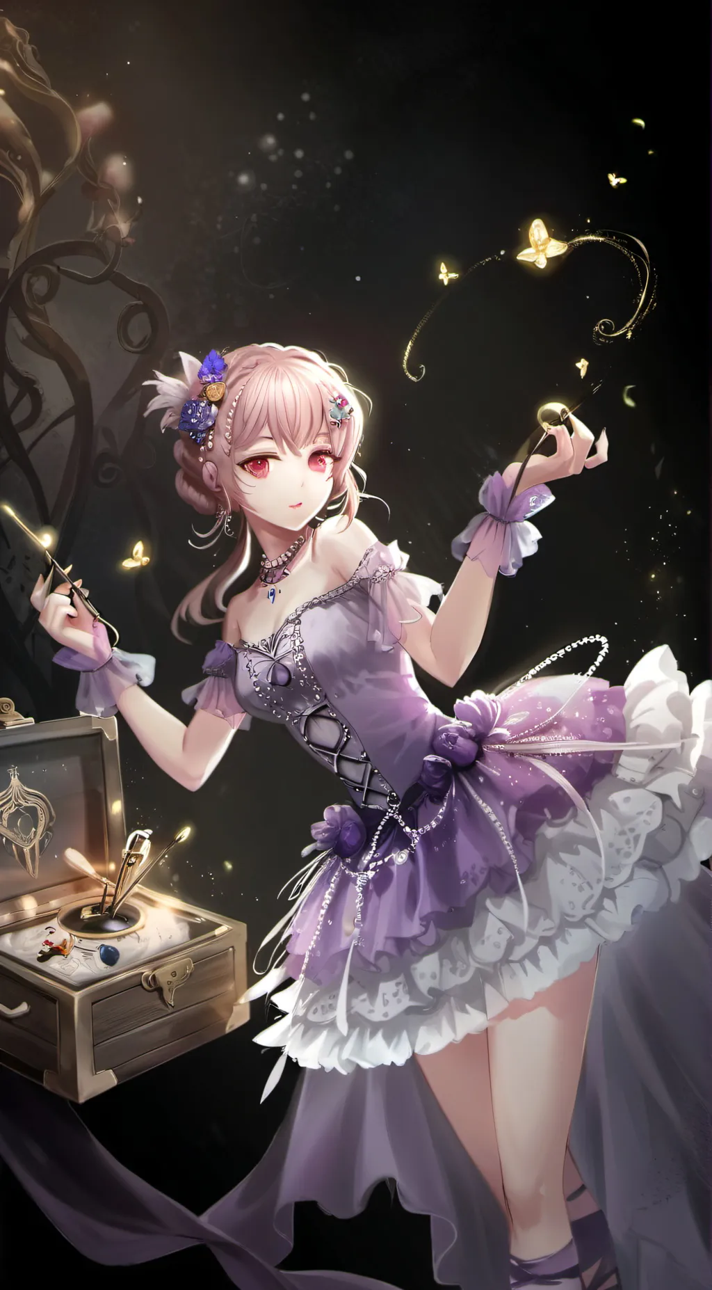 ai character: young girlmusicbox background