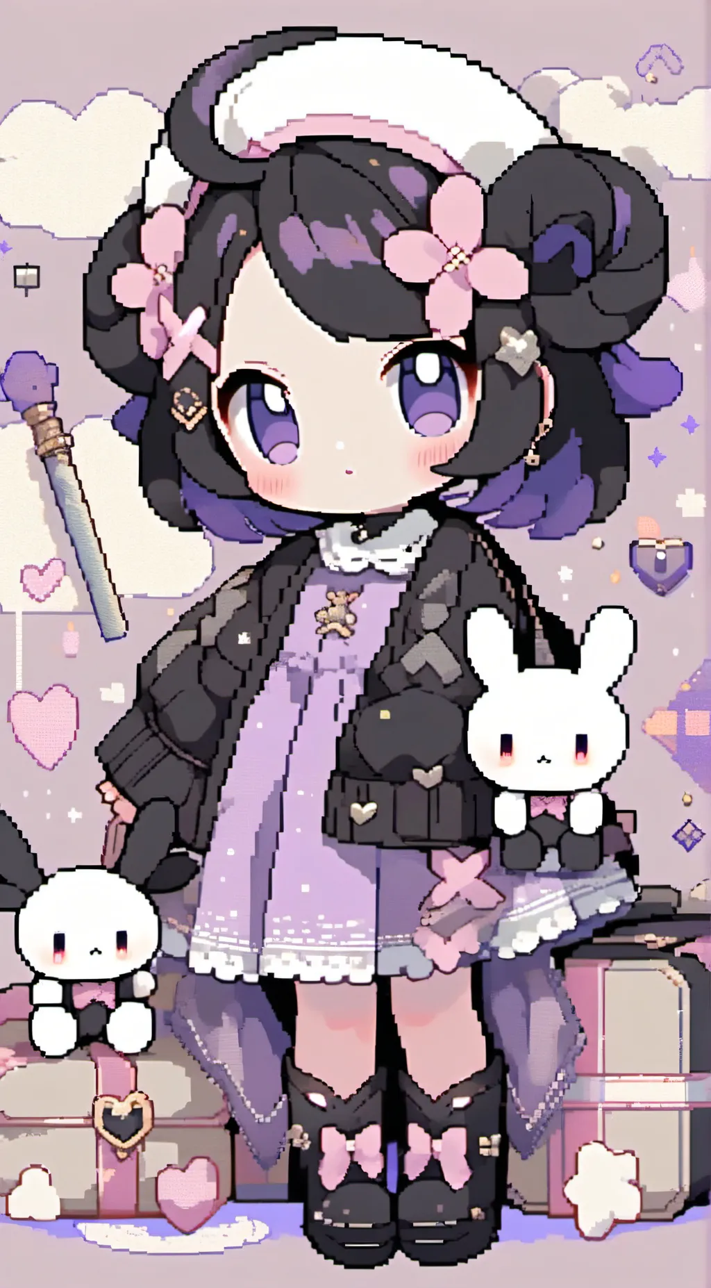 ai character: Kuromi  background