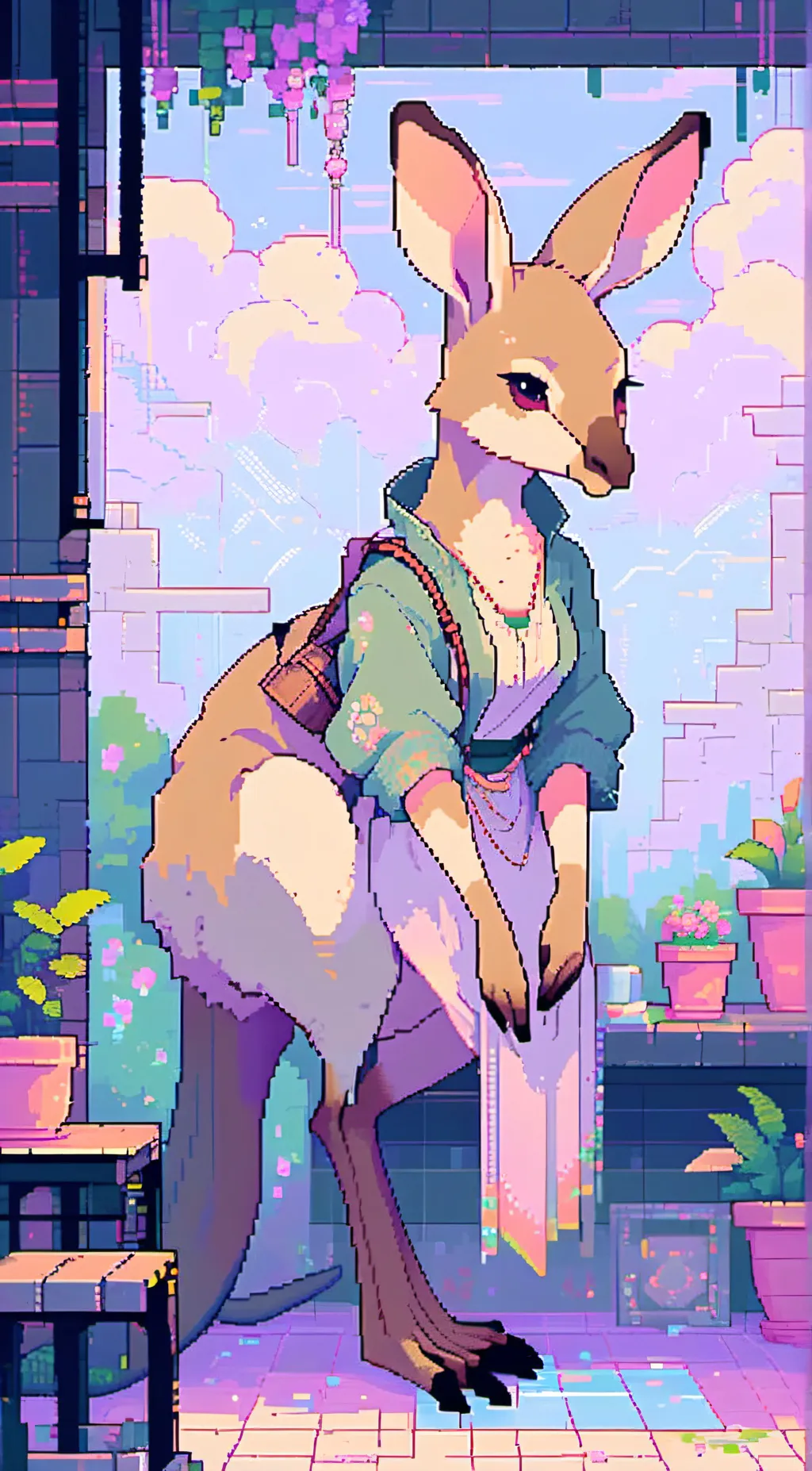 ai character: kanga background