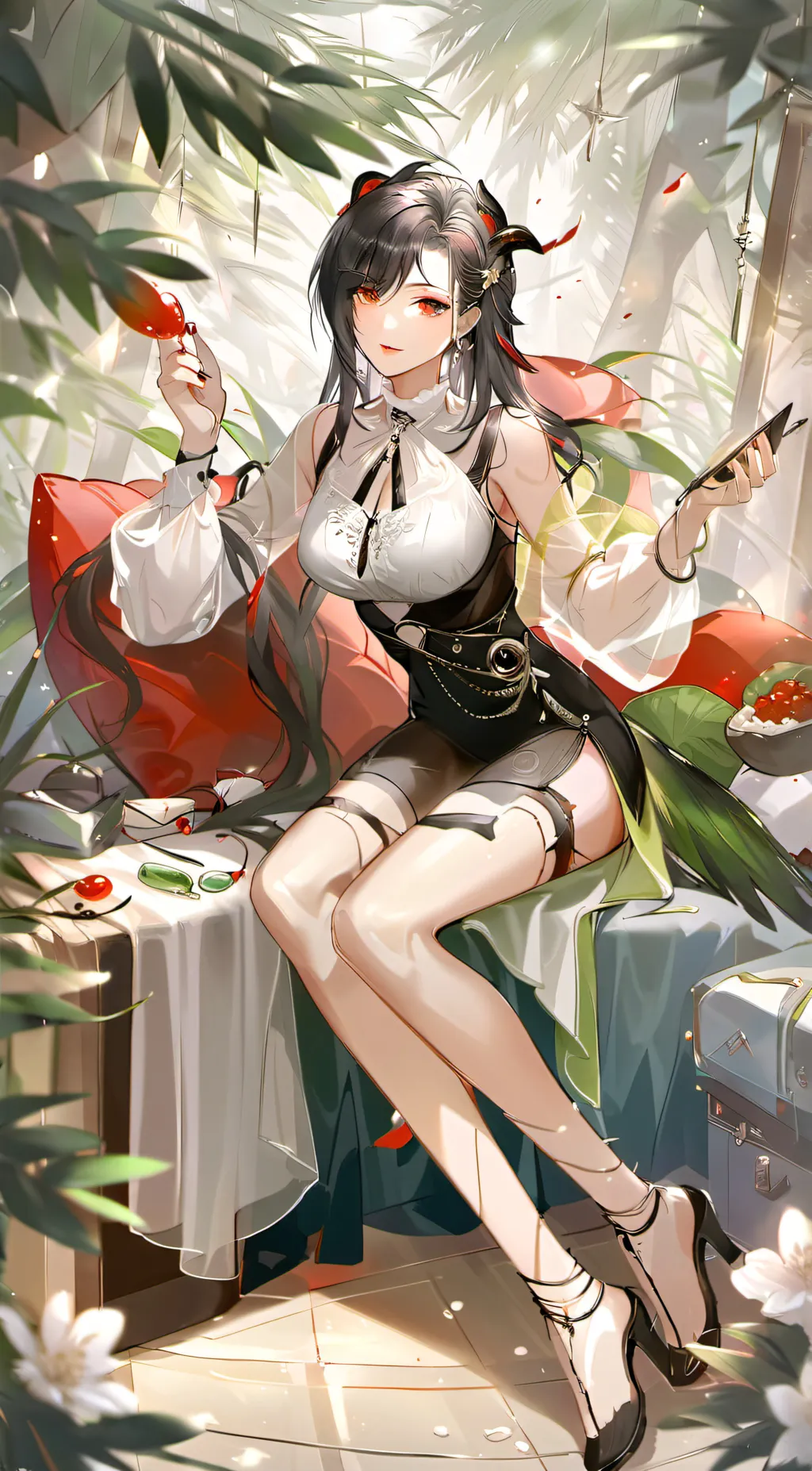 ai character: TV woman background