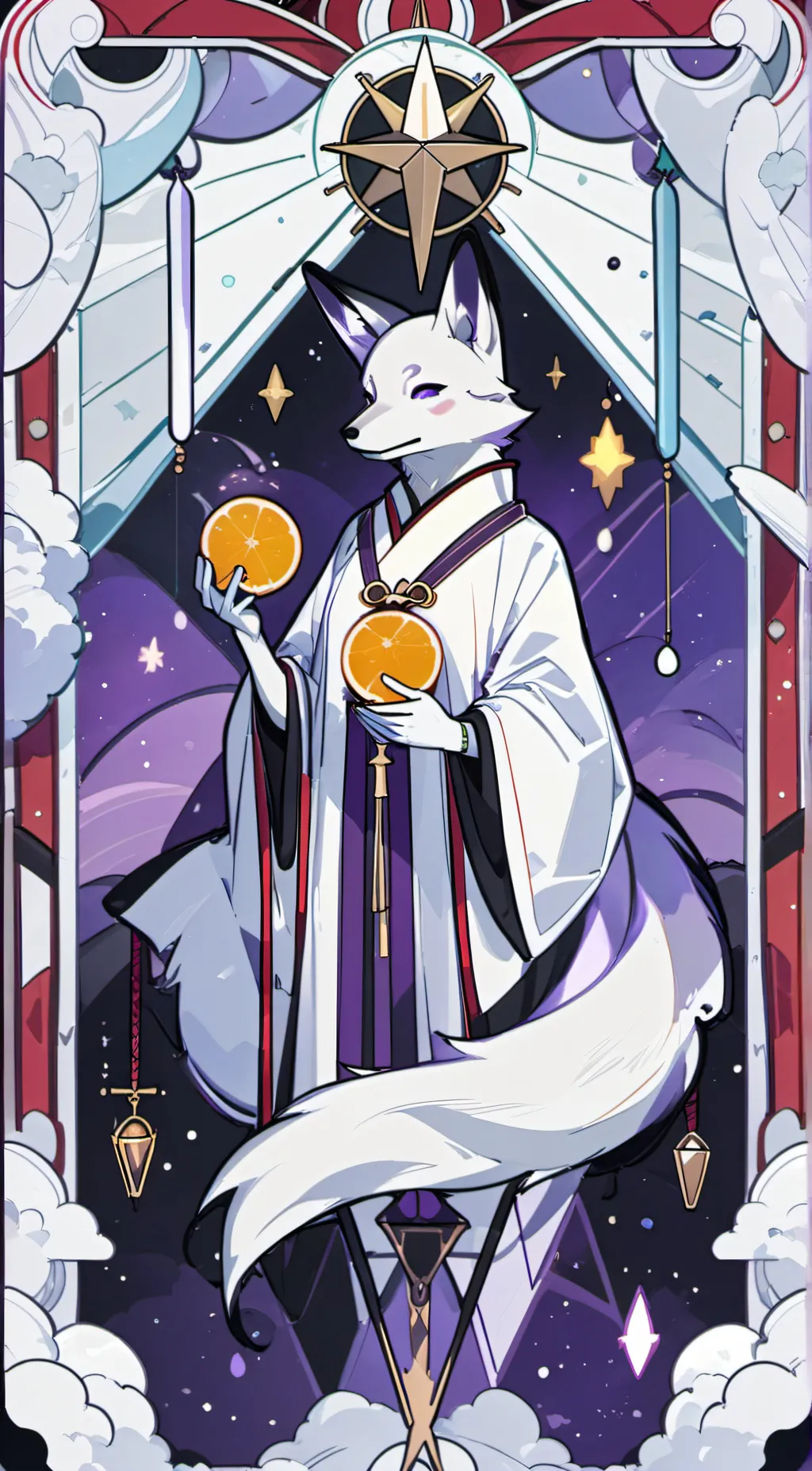 ai character: Kitsune fruit background