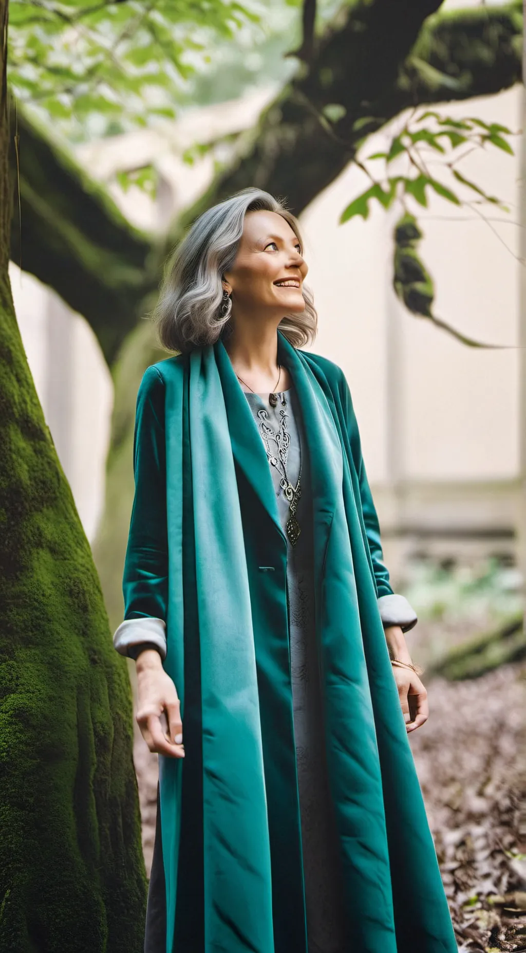 ai character: karen in the woods background