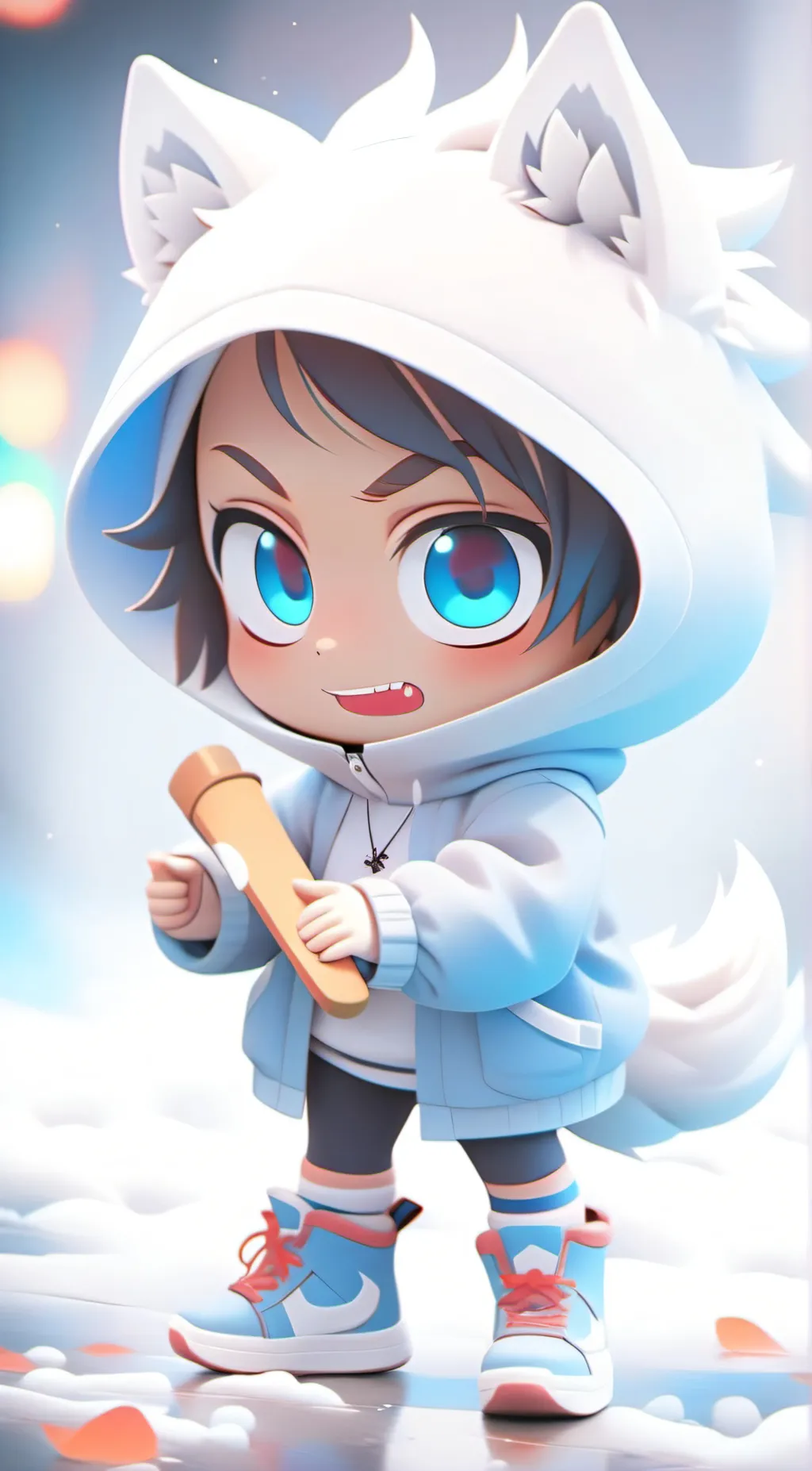 ai character: Janni Wolf Blue background