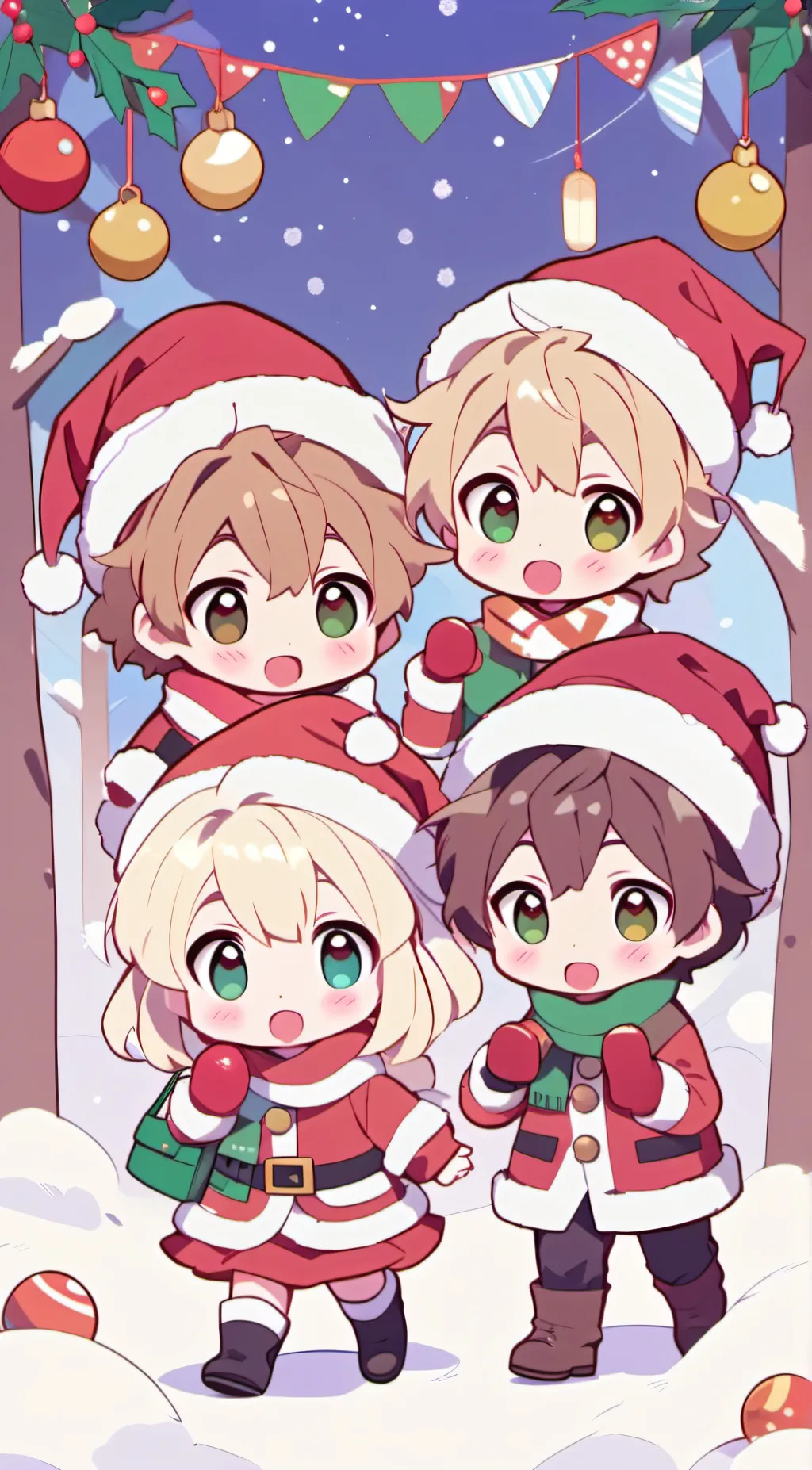 ai character: Friends-Christmas background