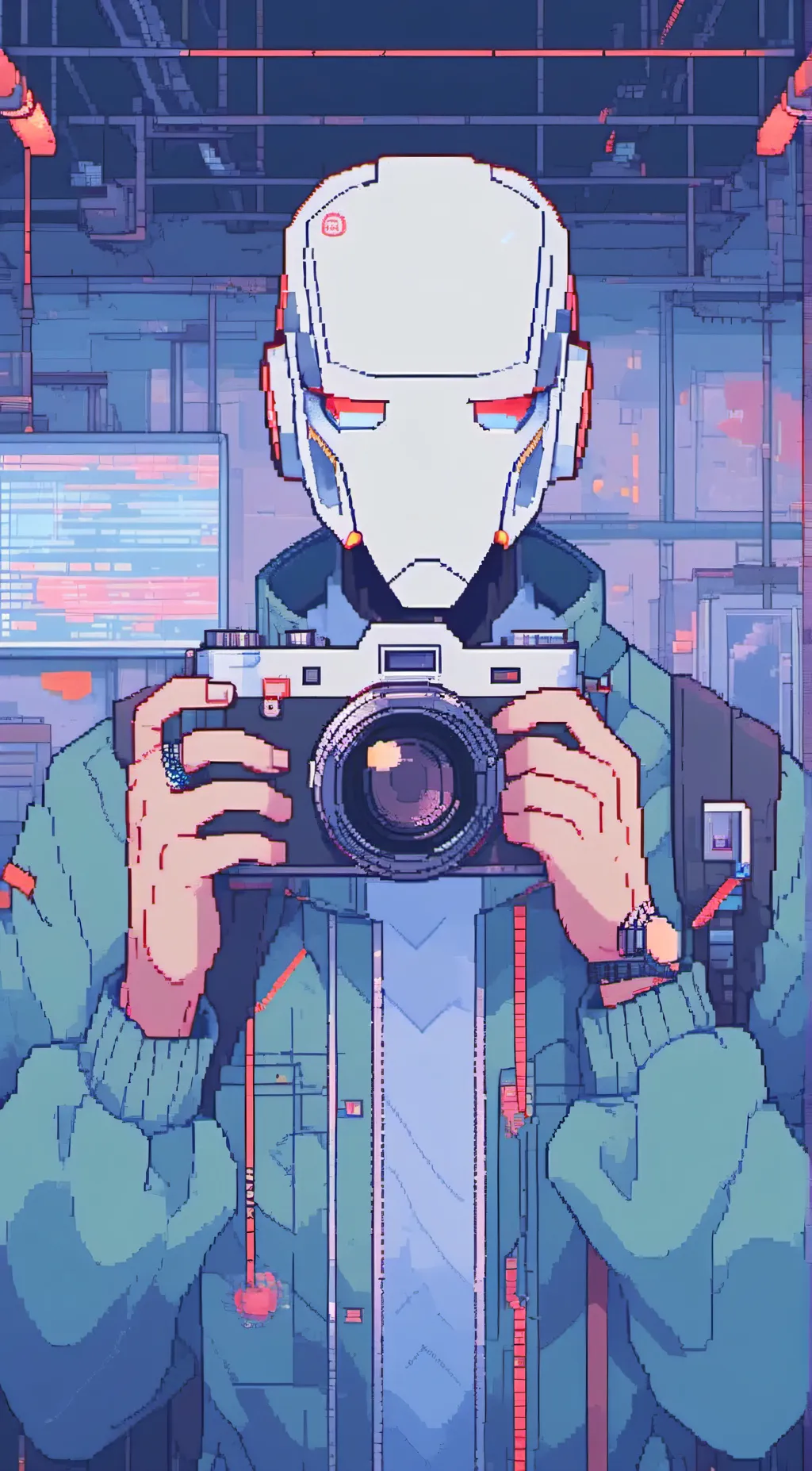 ai character: Science camera man background