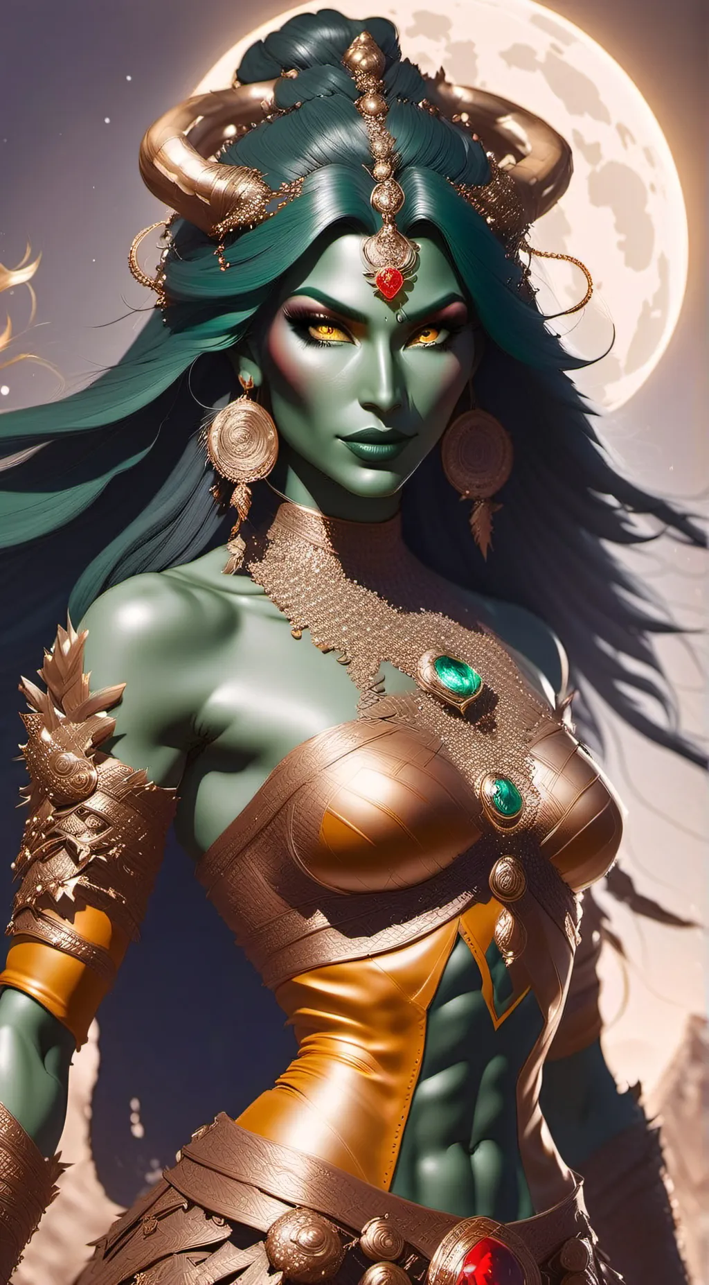 ai character: Emerald background