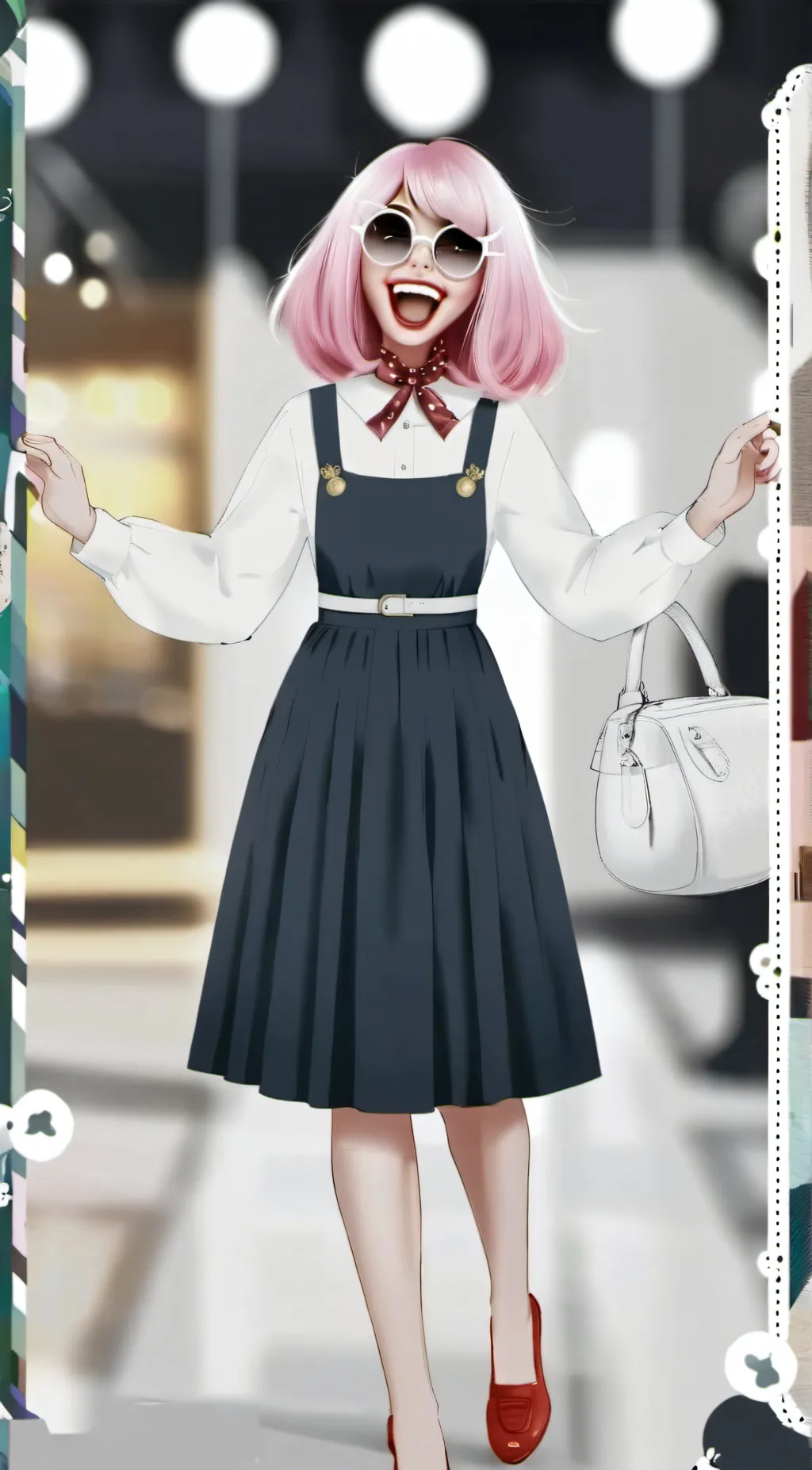 ai character: Auntie pink background