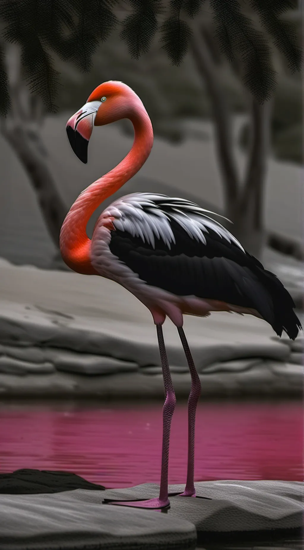 ai character: flamingo background