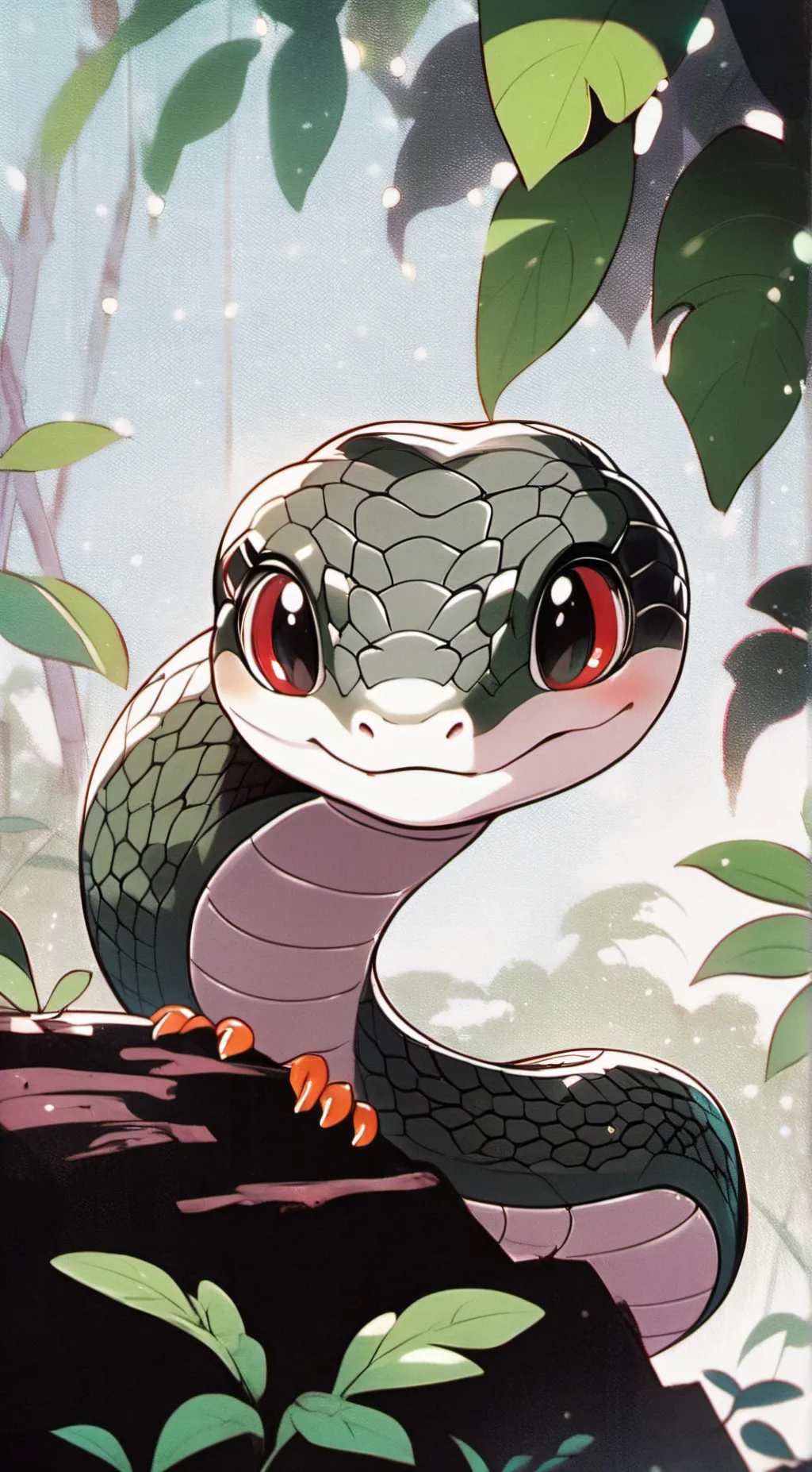ai character: cute baby snake background