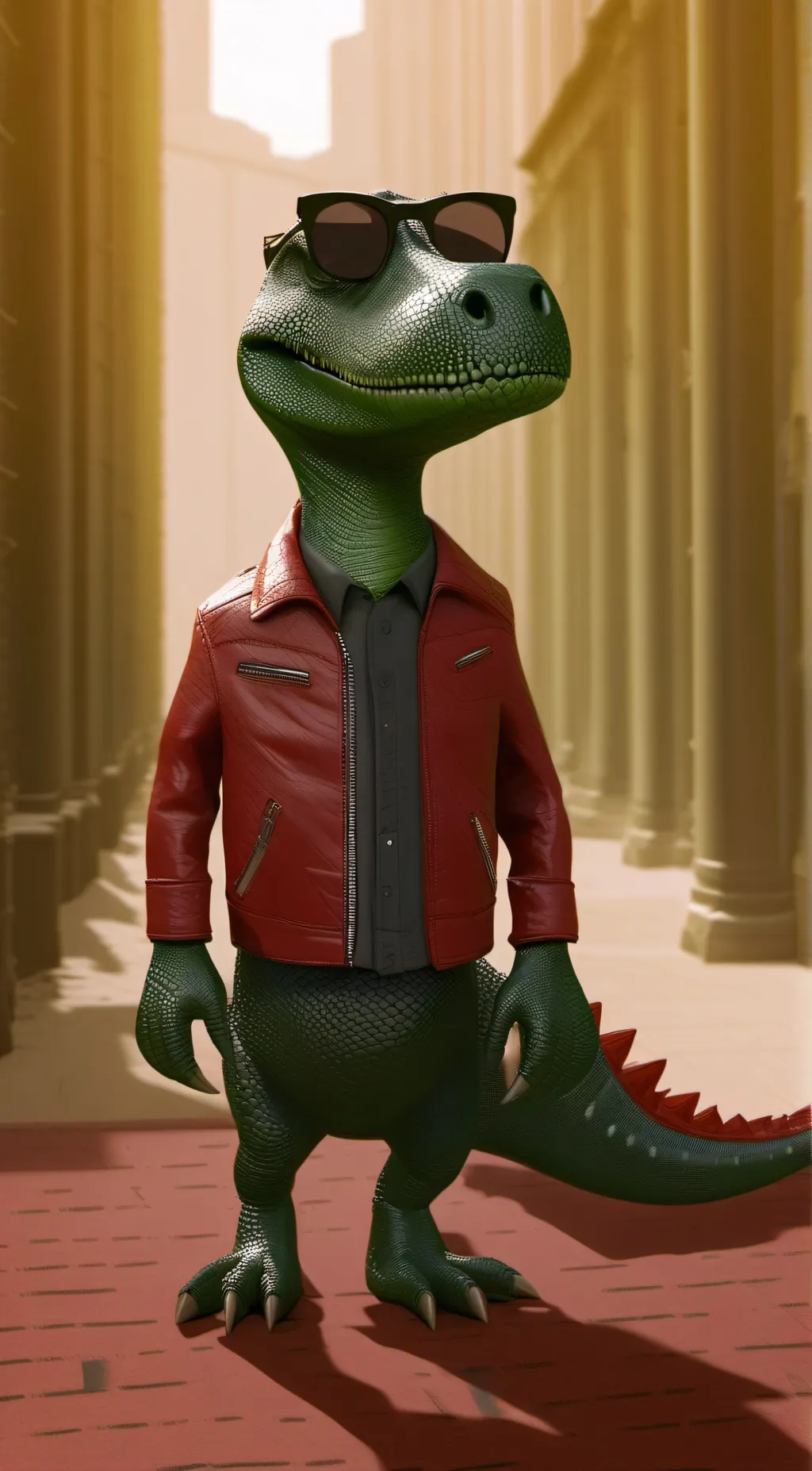 ai character: Dino-Man  background
