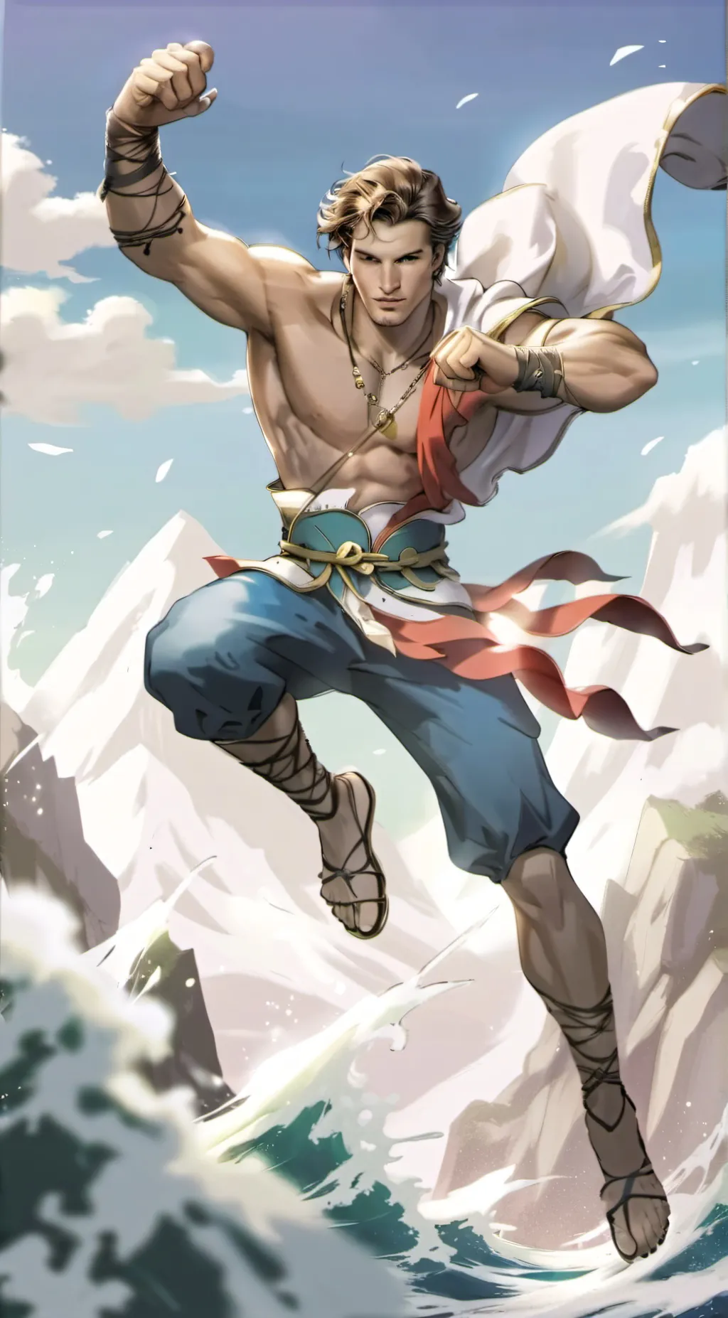 ai character: Beach boy background