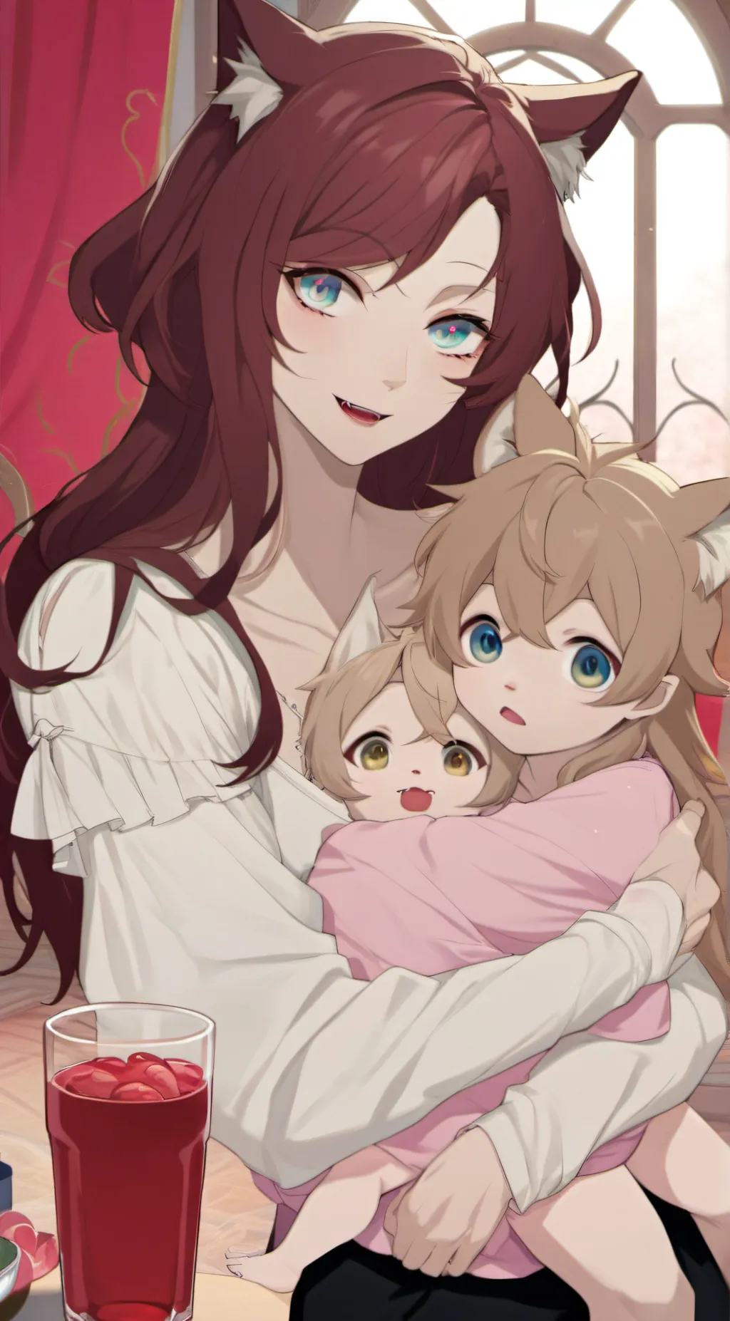 ai character: Cookie milk cream background