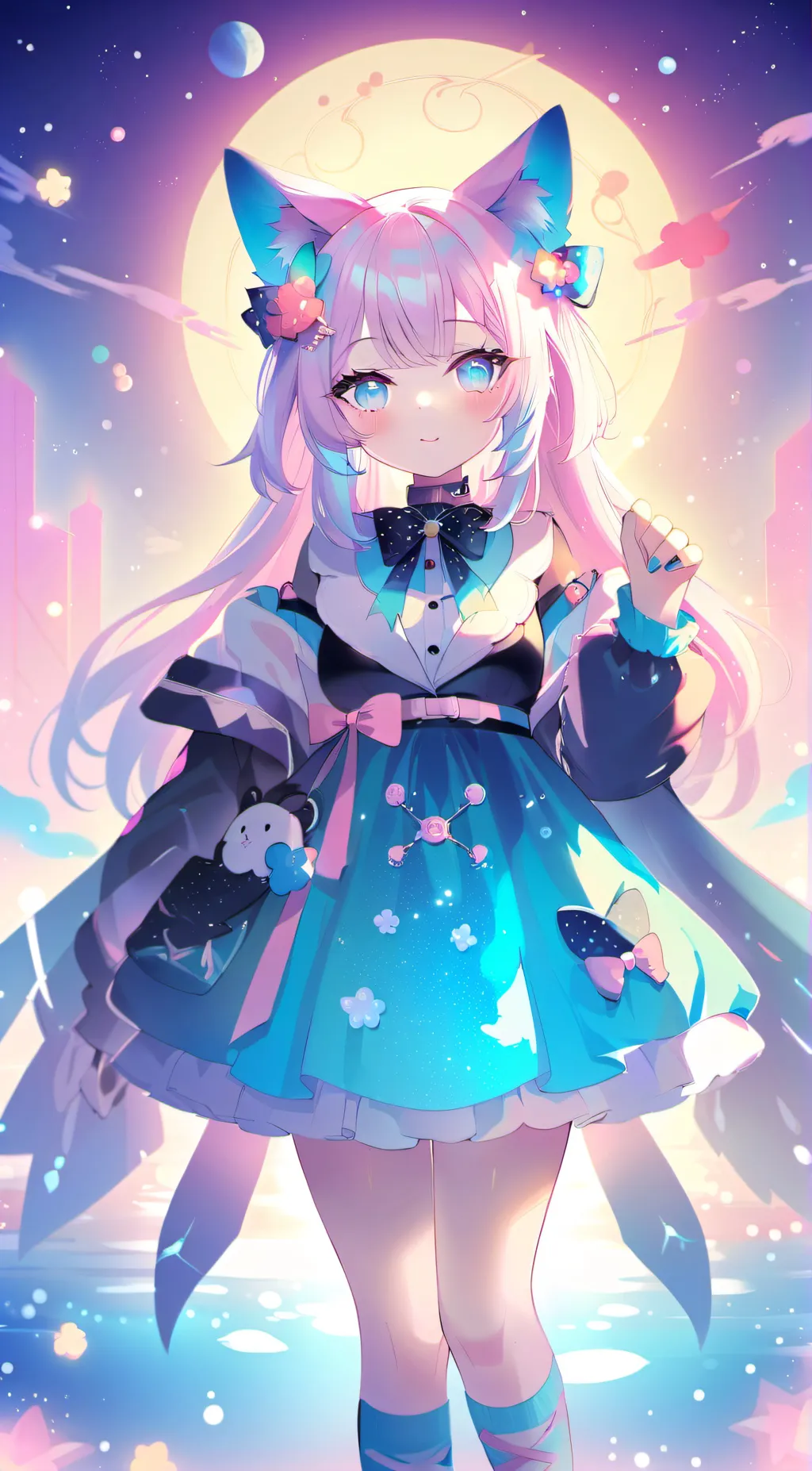 ai character: galaxy girl background