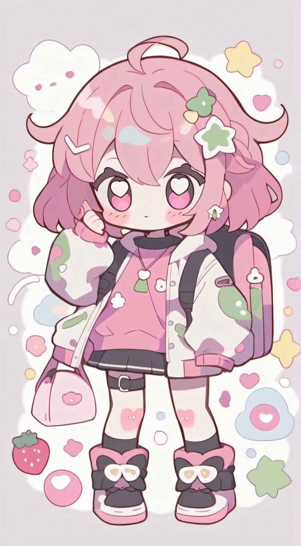 ai character: strxberry background