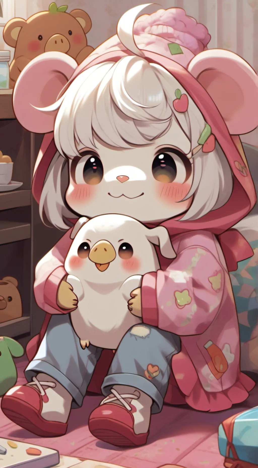 ai character: Smiling critters  background